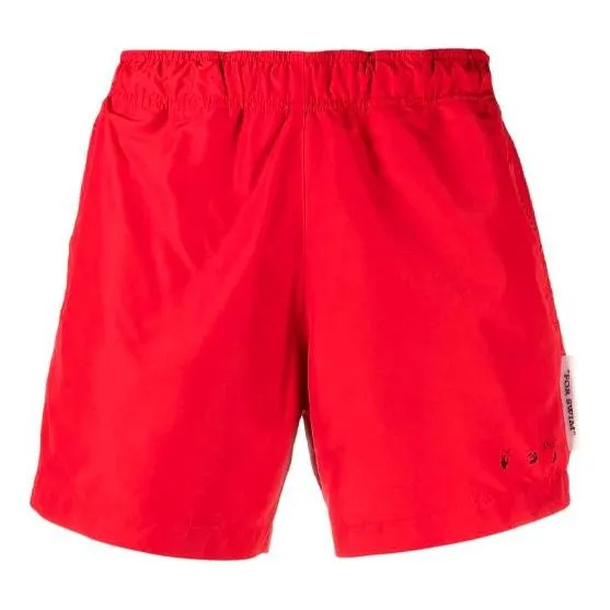 Men's O-W SS21 Logo Ordinary Version Red Shorts OMFA003S21FAB0012510