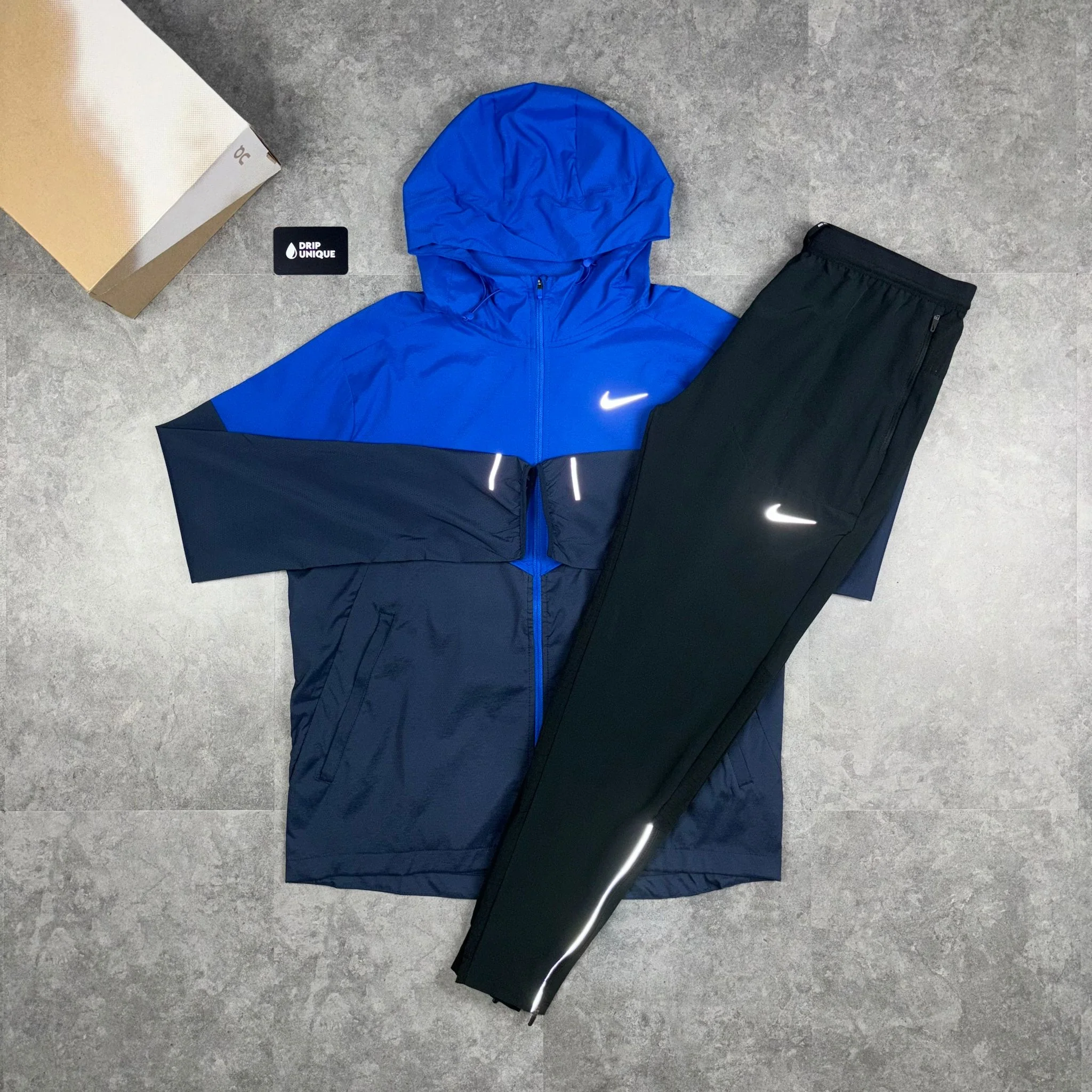NK UV Windrunner Jacket Royal Blue & Black NK Phenom Pants Set