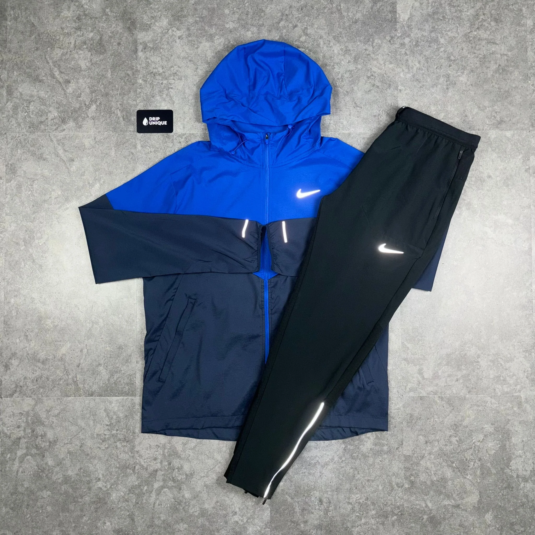 NK UV Windrunner Jacket Royal Blue & Black NK Phenom Pants Set
