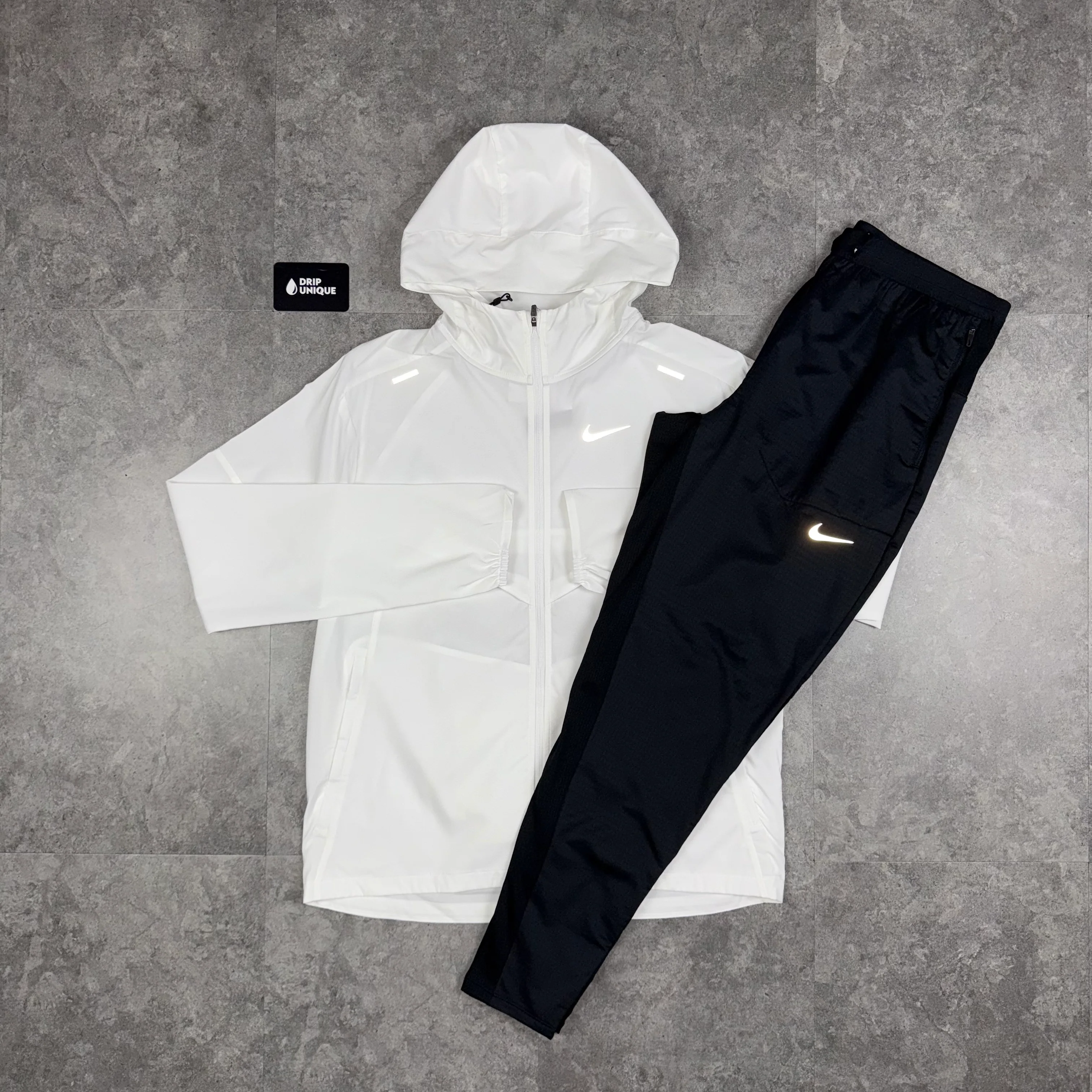 NK UV Windrunner Jacket Ice White & Black NK Phenom Pants Set