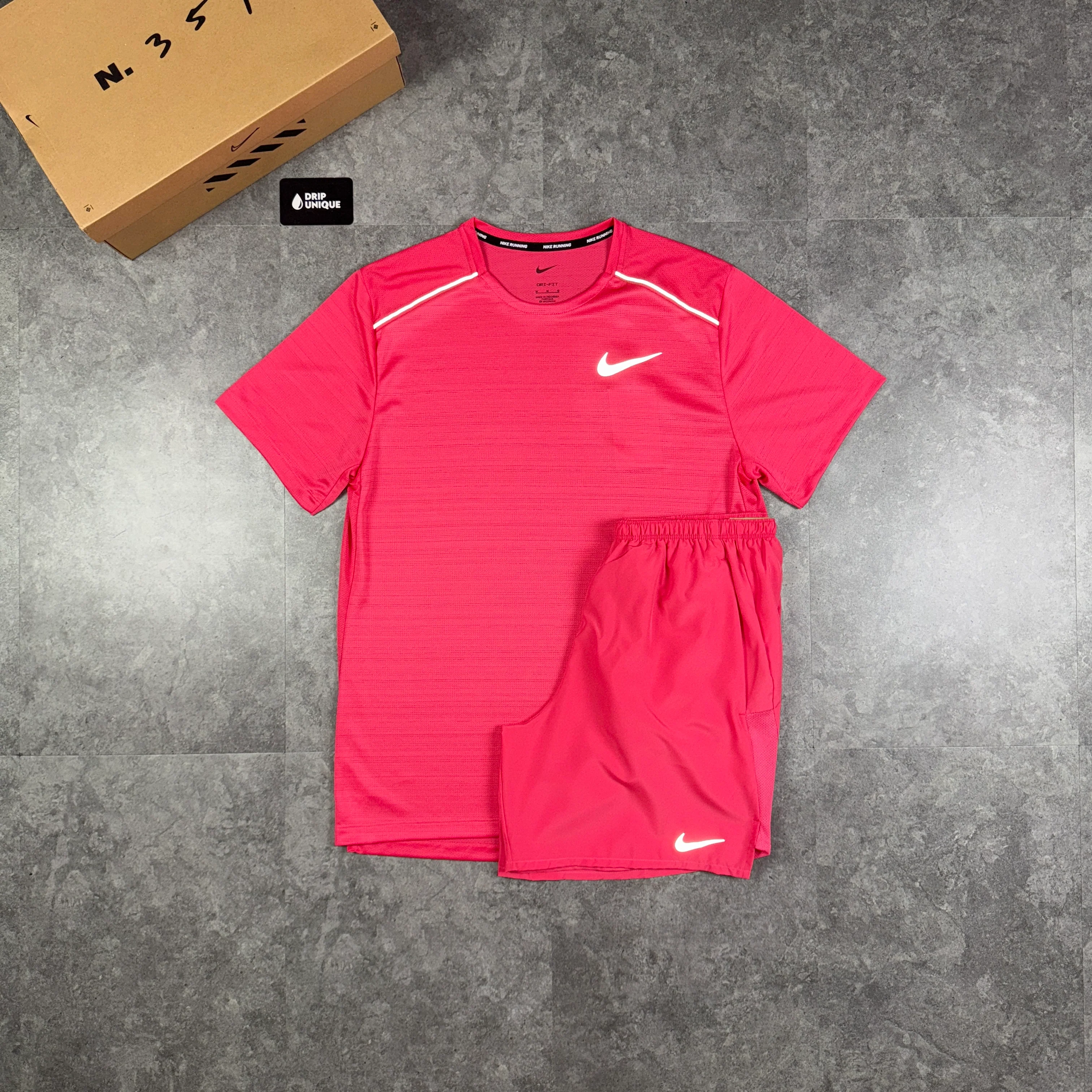 NK Miler T-Shirt Aster Pink & Aster Pink Challenger Shorts Set