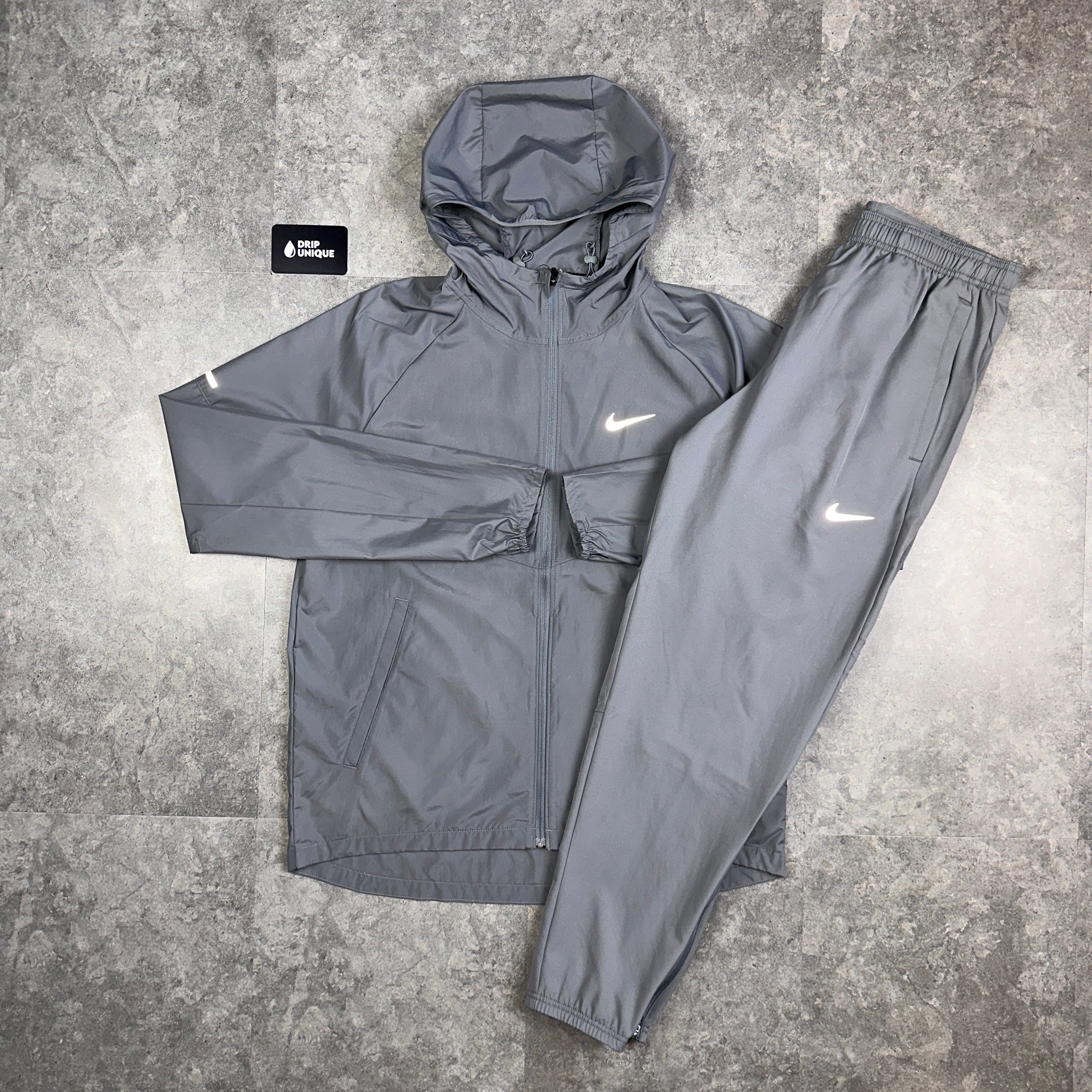 NK Repel Miler Windrunner Jacket Grey & Grey NK Challenger Pants Set