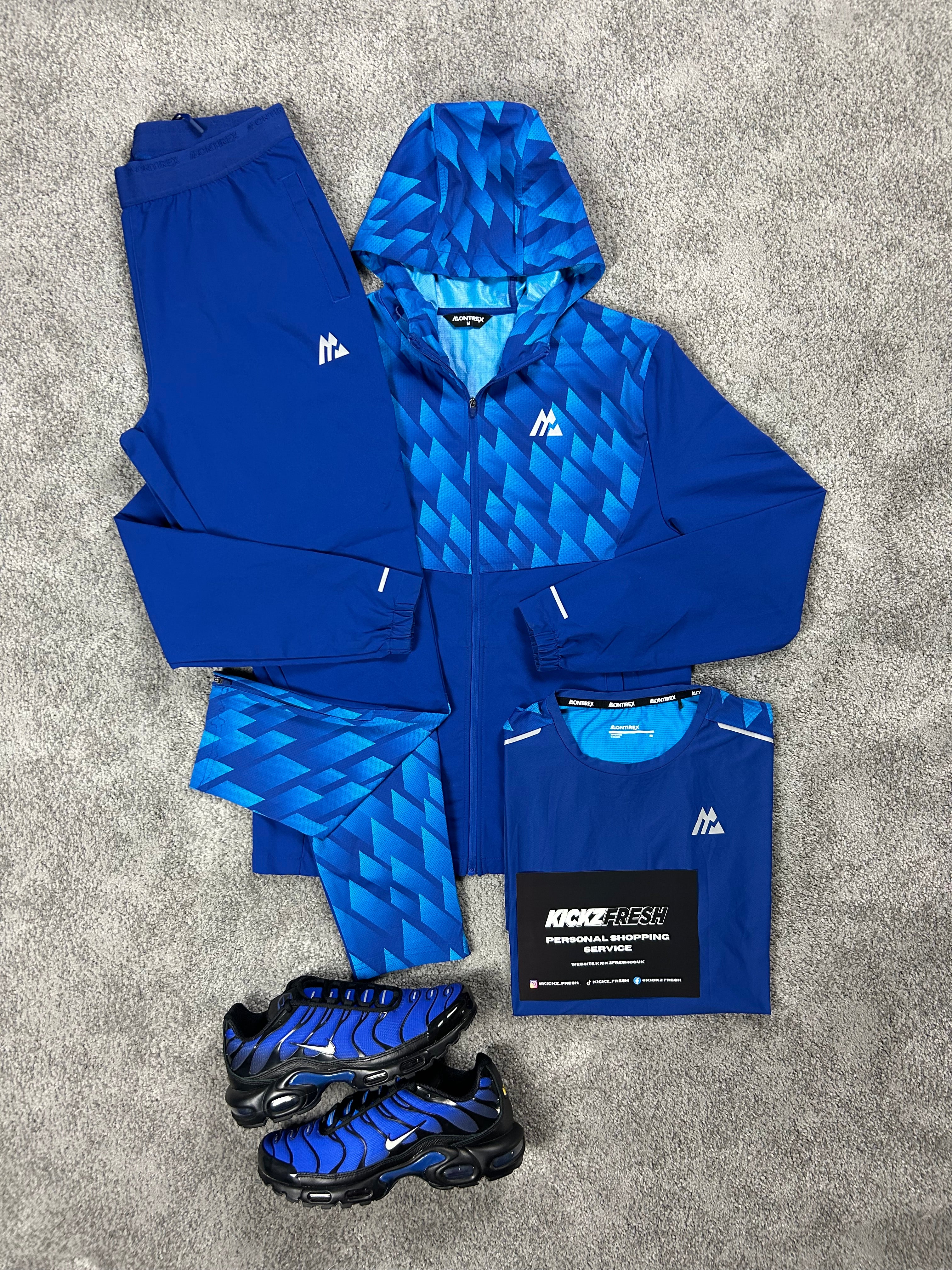 Montirex 3 Piece Windrunner Grid Royal Blue Tracksuit