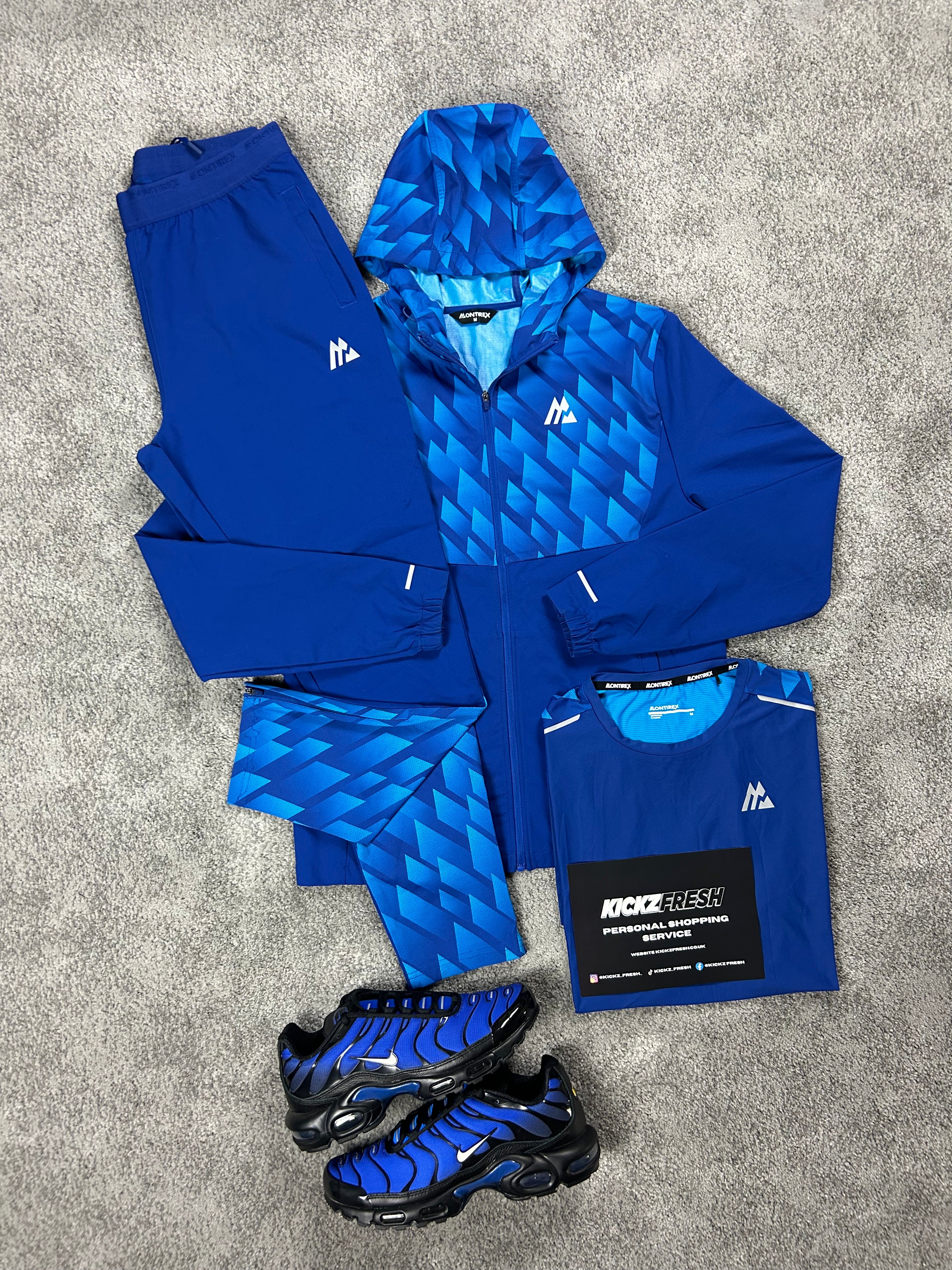 Montirex 3 Piece Windrunner Grid Royal Blue Tracksuit