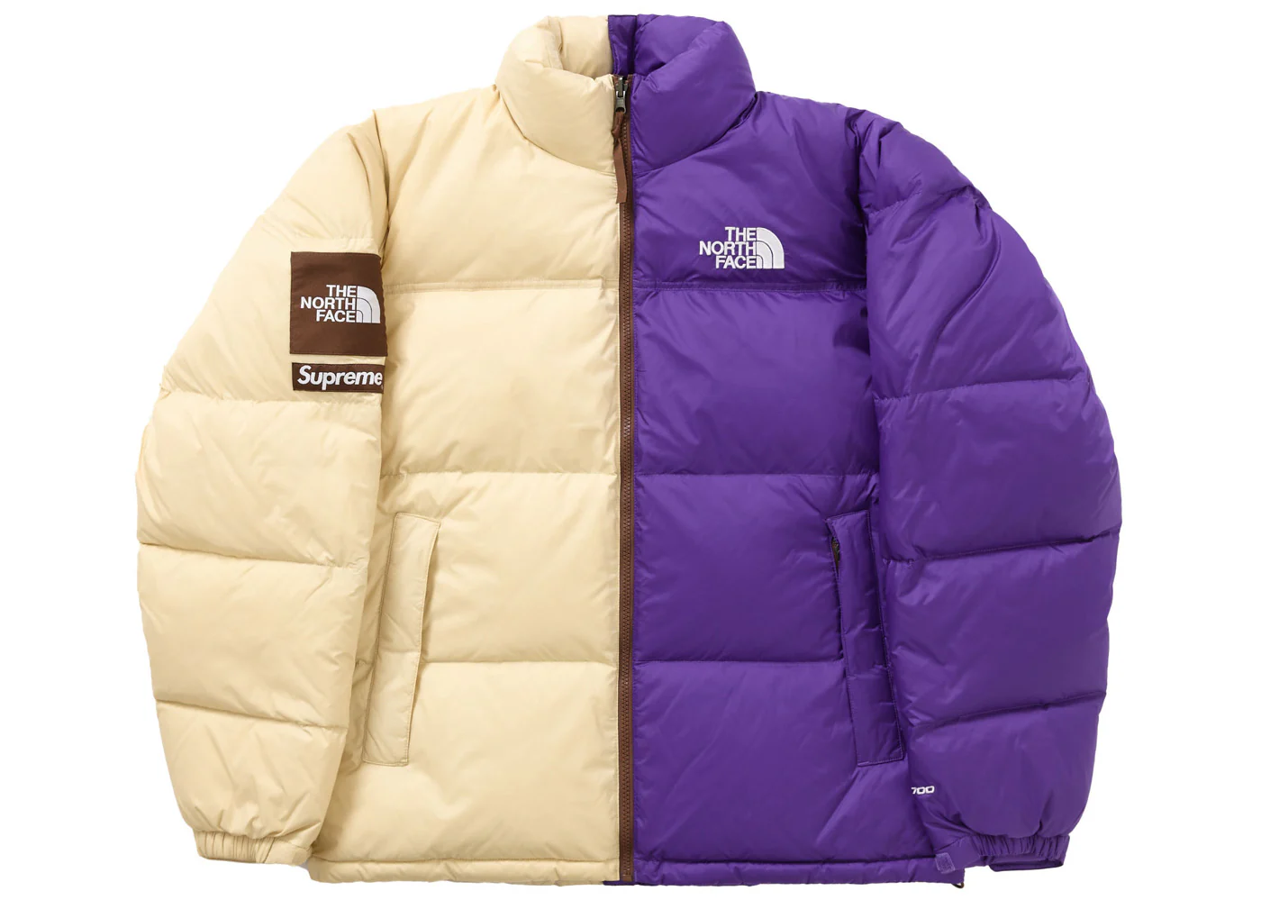 TNF Split Nuptse Jacket Tan