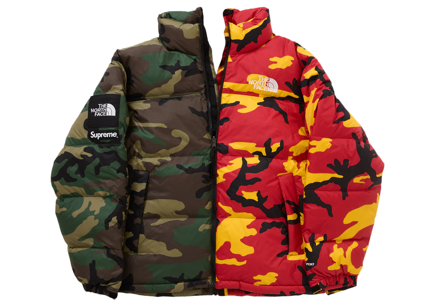 TNF Split Nuptse Jacket Camo