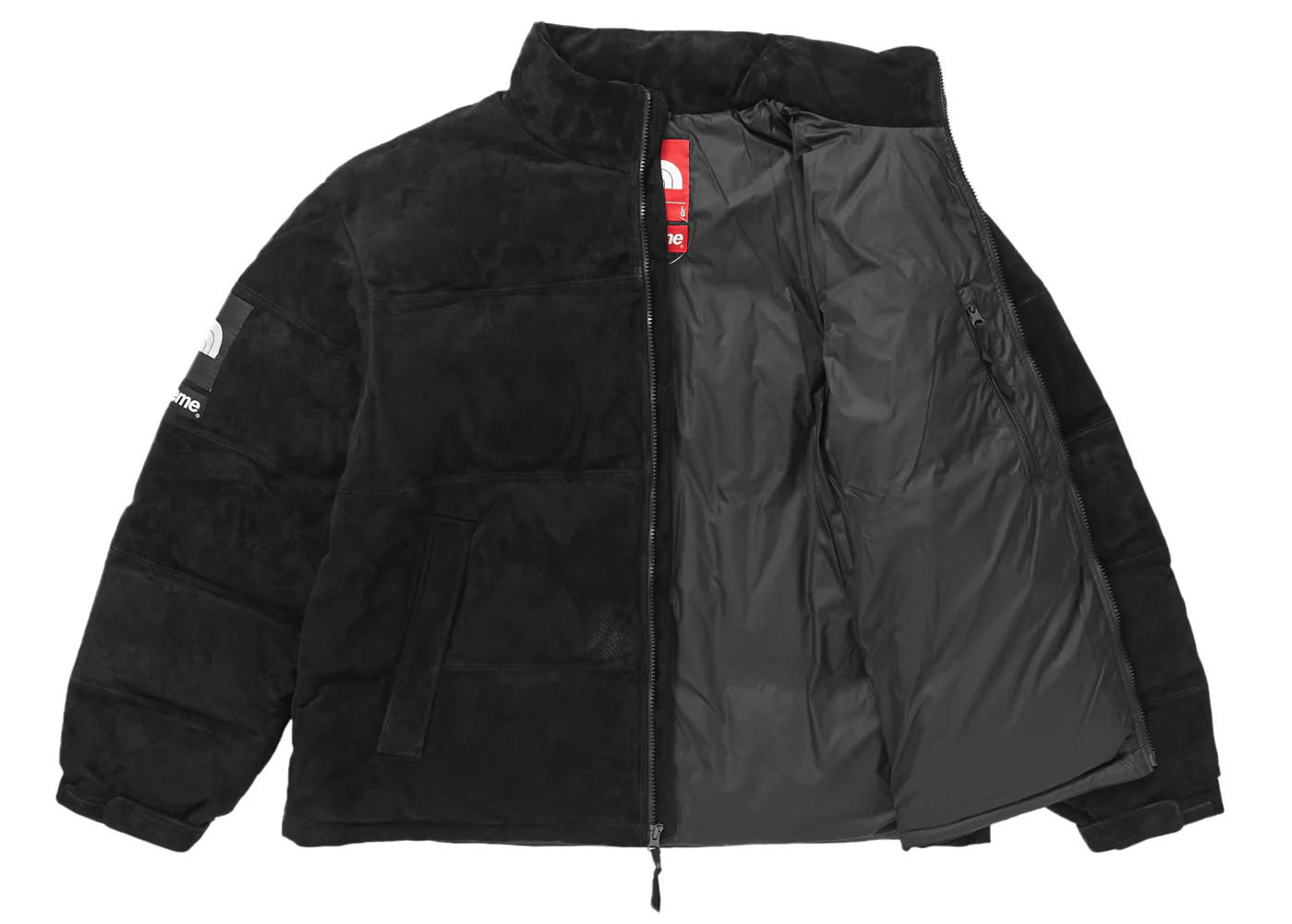 TNF Suede Nuptse Jacket Black