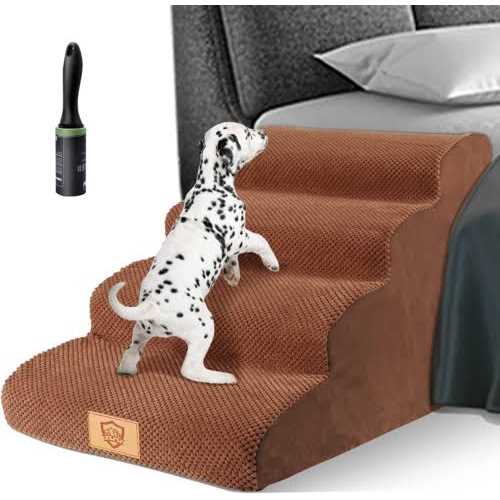 Topmart 3 Tiers Foam Dog Ramps/Steps,Non-Slip Dog Steps,Extra Wide Deep Dog Stairs,High Density Foam Pet Stairs/Ladder,Best for Older Dogs,Cats