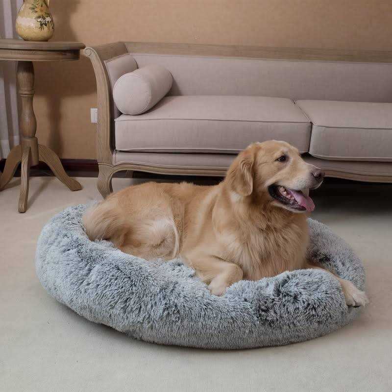 coohom Oval calming Donut cuddler Dog Bed,Shag Faux Fur cat Bed Washable Round Pillow Pet Bed for Small Medium Dogs