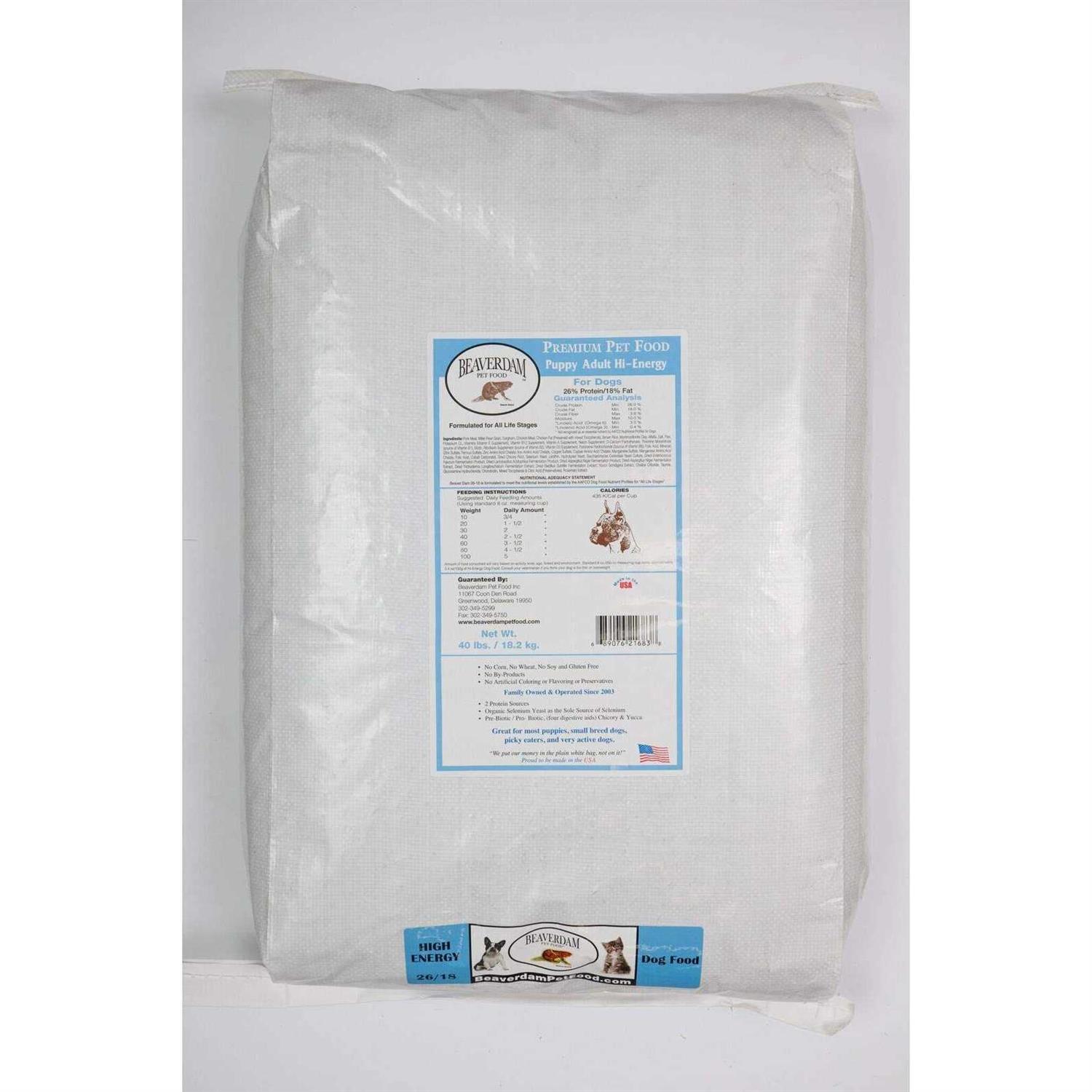 Beaverdam Hi-Energy All Ages Pork and Chicken Dry Dog Food 40 lb