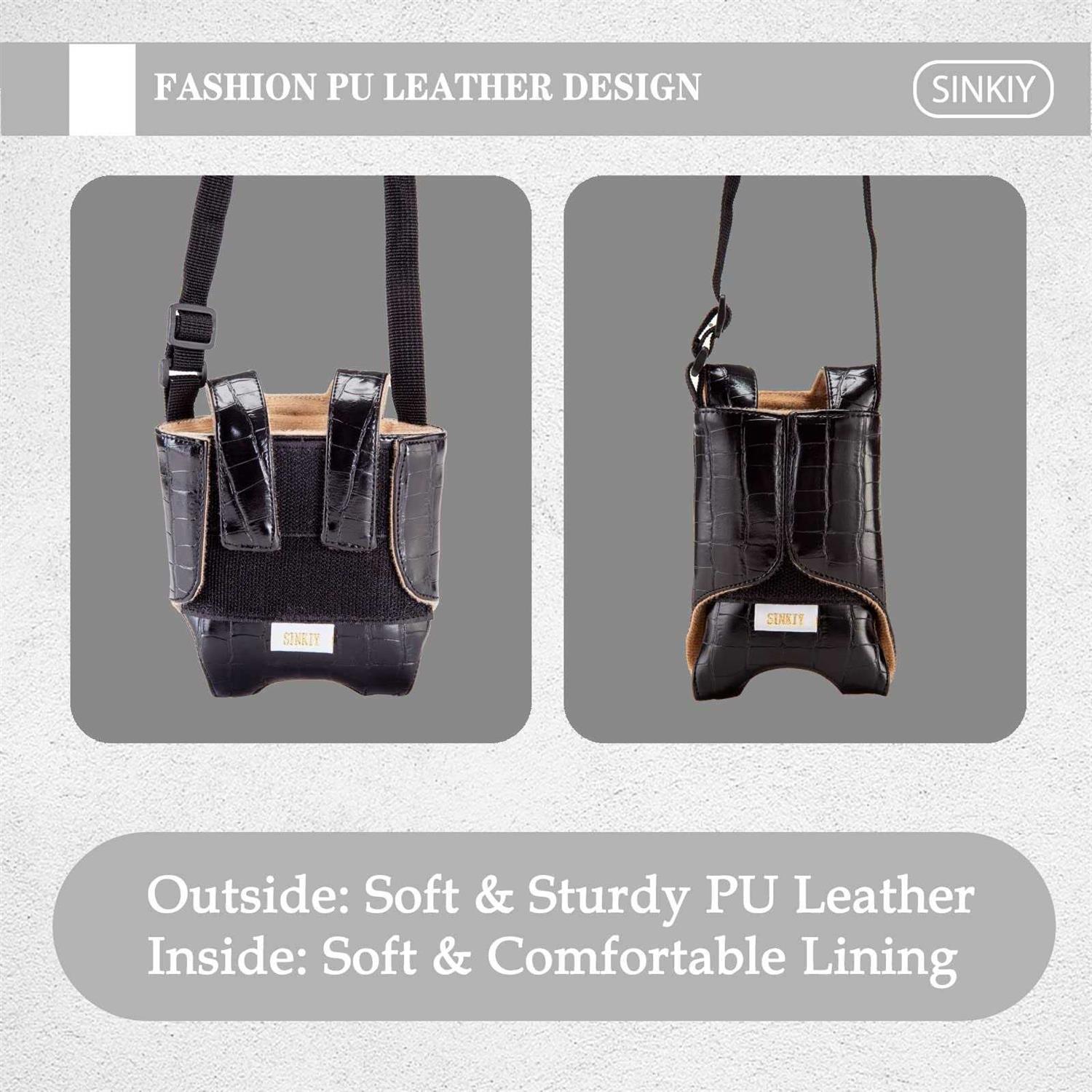 Bearded Dragon Sling Carrier Fashion Leather Reptile Pouch with Adjustable Size Design for Small and