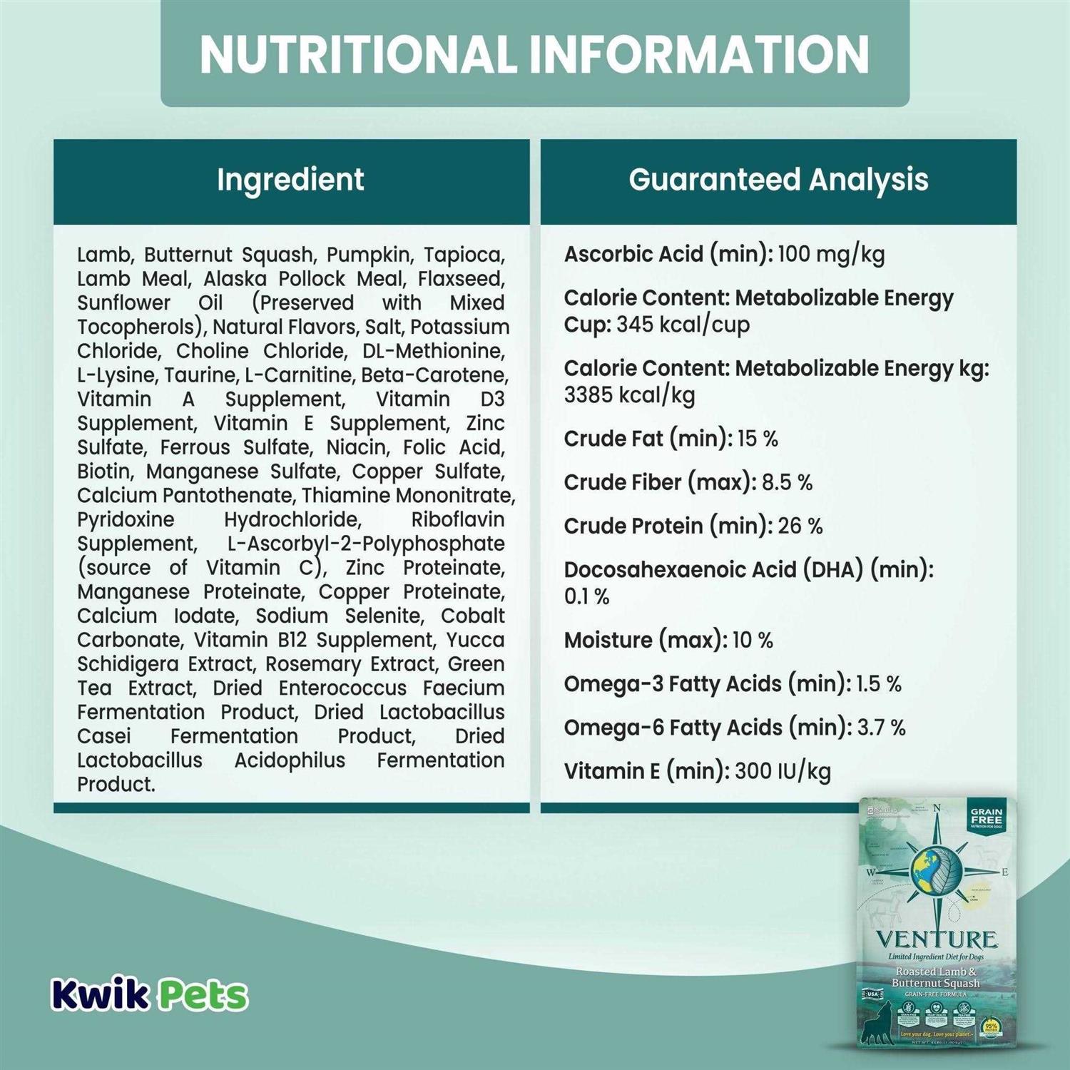 Earthborn Holistic Venture Roasted Lamb & Butternut Squash Limited Ingredient Diet Grain-Free Dry Dog Food