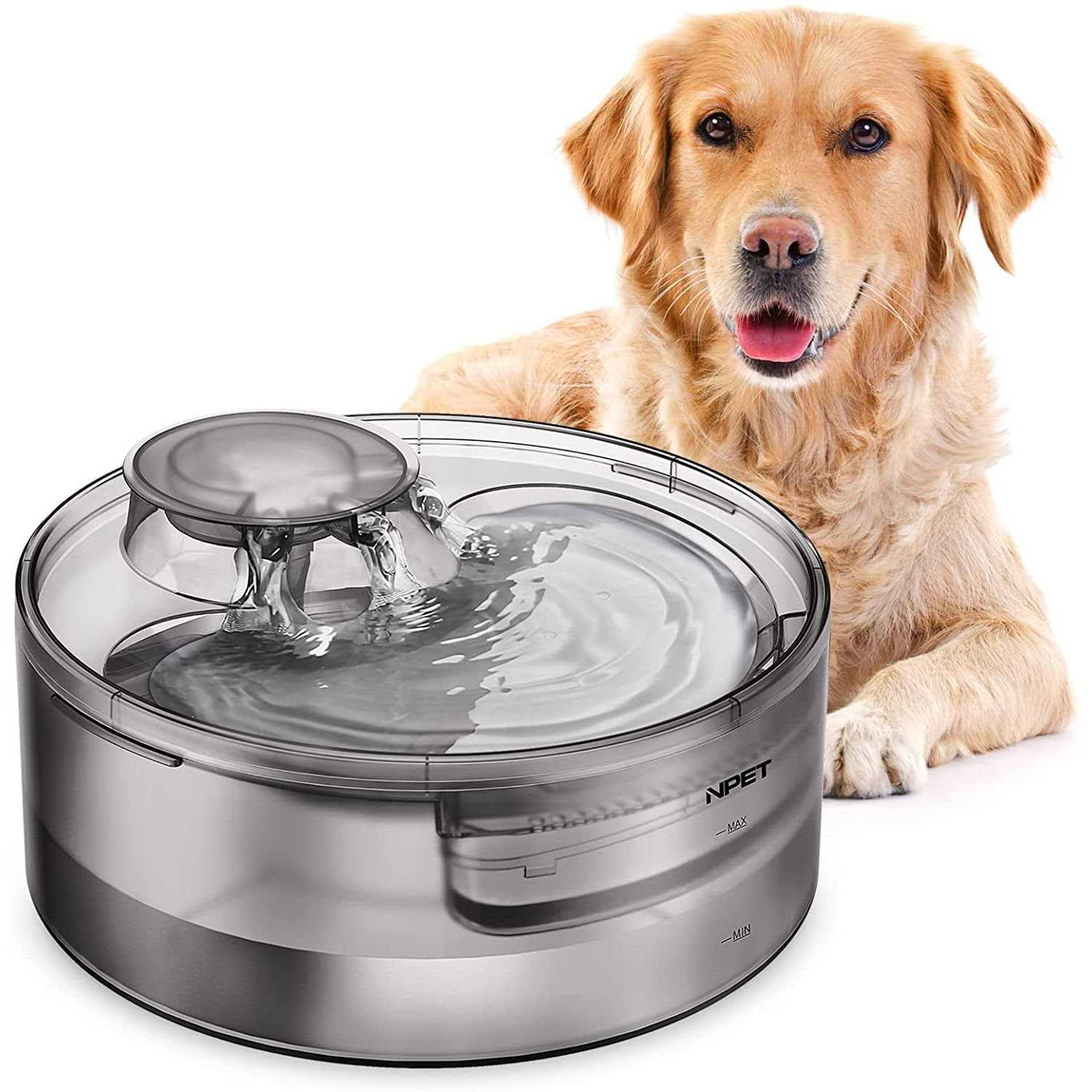 NPET DF10 Dog Water Fountain 1.3Gallon/5L Large Automatic Pet Water Dispenser for Cat