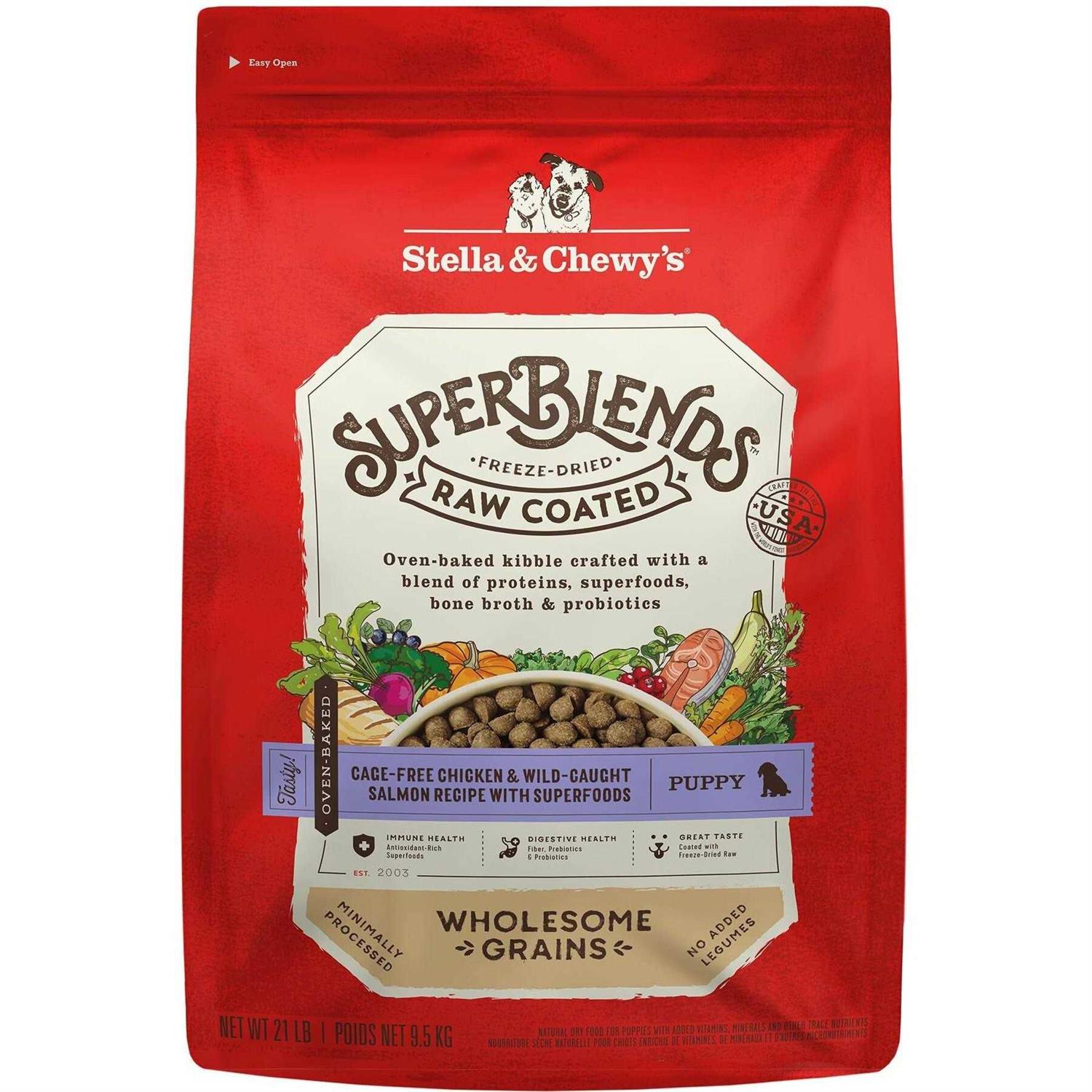 Stella & Chewy’s SuperBlends Raw Wholesome Grains Puppy Cage Free Chicken & Wild Caught Salmon Recipe with Superfoods