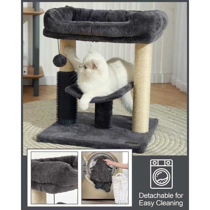 Hoopet cat Tree Tower,cat Scratching Post for Indoor Cats,Featuring with Super Cozy Perch,cat Self Groomer and Interactive Dangling Ball Great