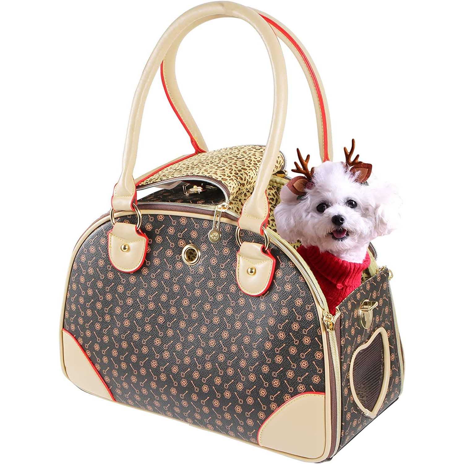 petpetssmart Fashion Dog Carrier Pu Leather Dog Handbag Dog Purse Cat Tote Bag Pet Cat Dog Hiking Bag