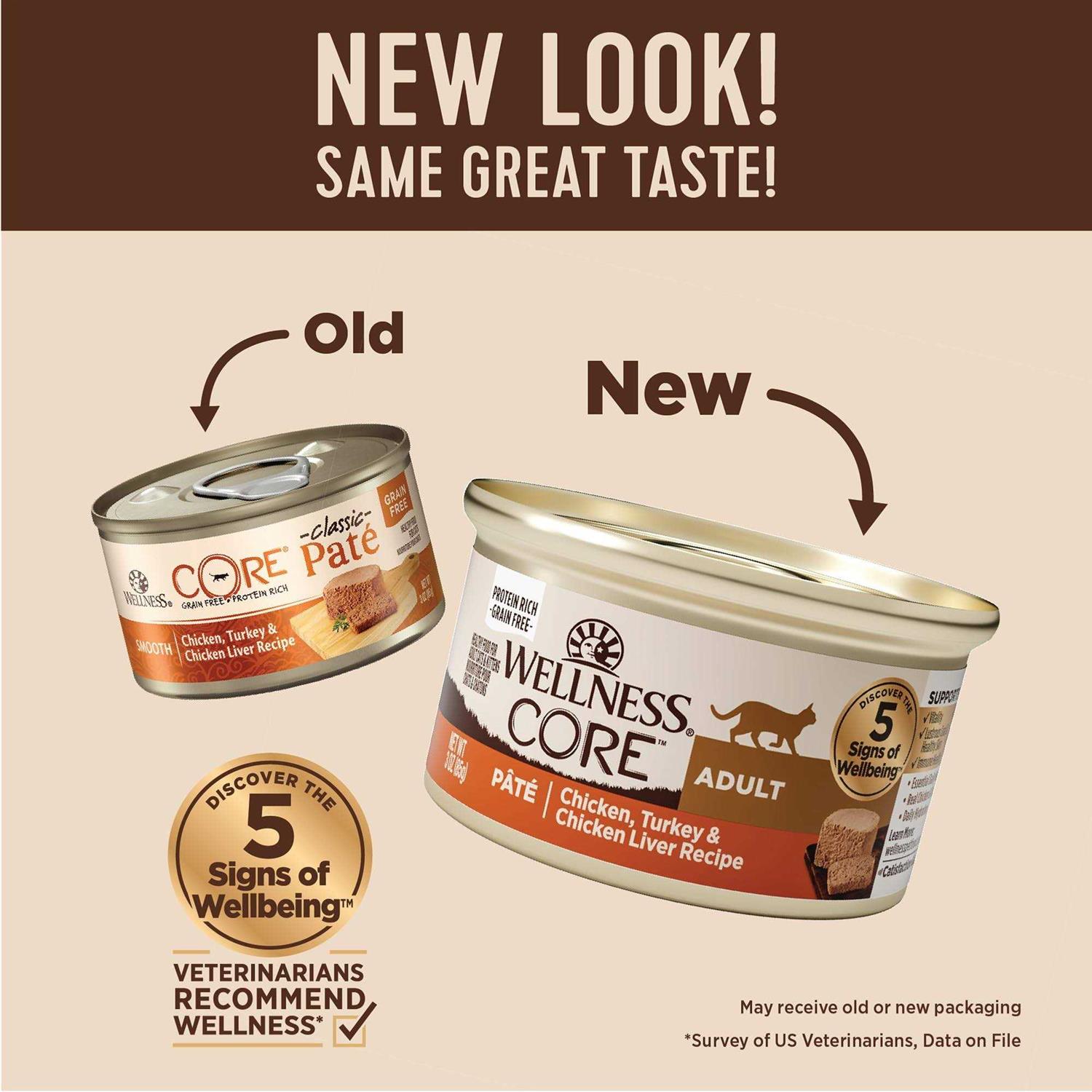 Wellness CORE Natural Grain-Free Chicken Turkey & Chicken Liver Pate Canned Cat Food