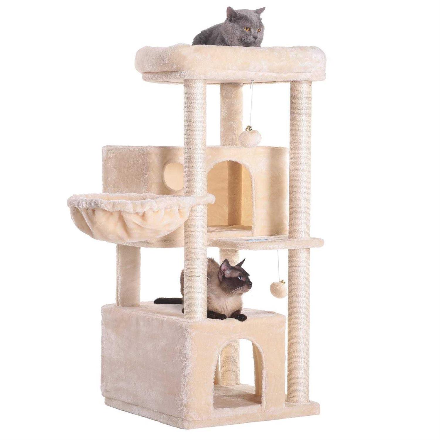 Hey-brother Cat Tree,Multi-Level Cat Condo for Large Cat Tower Furniture with Sisal-Covered Scratching Posts
