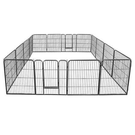 Zenstyle 32 inch Height Foldable Metal Exercise Pen Multiple Shape Pet Playpen 16 Panel Dog Kennel