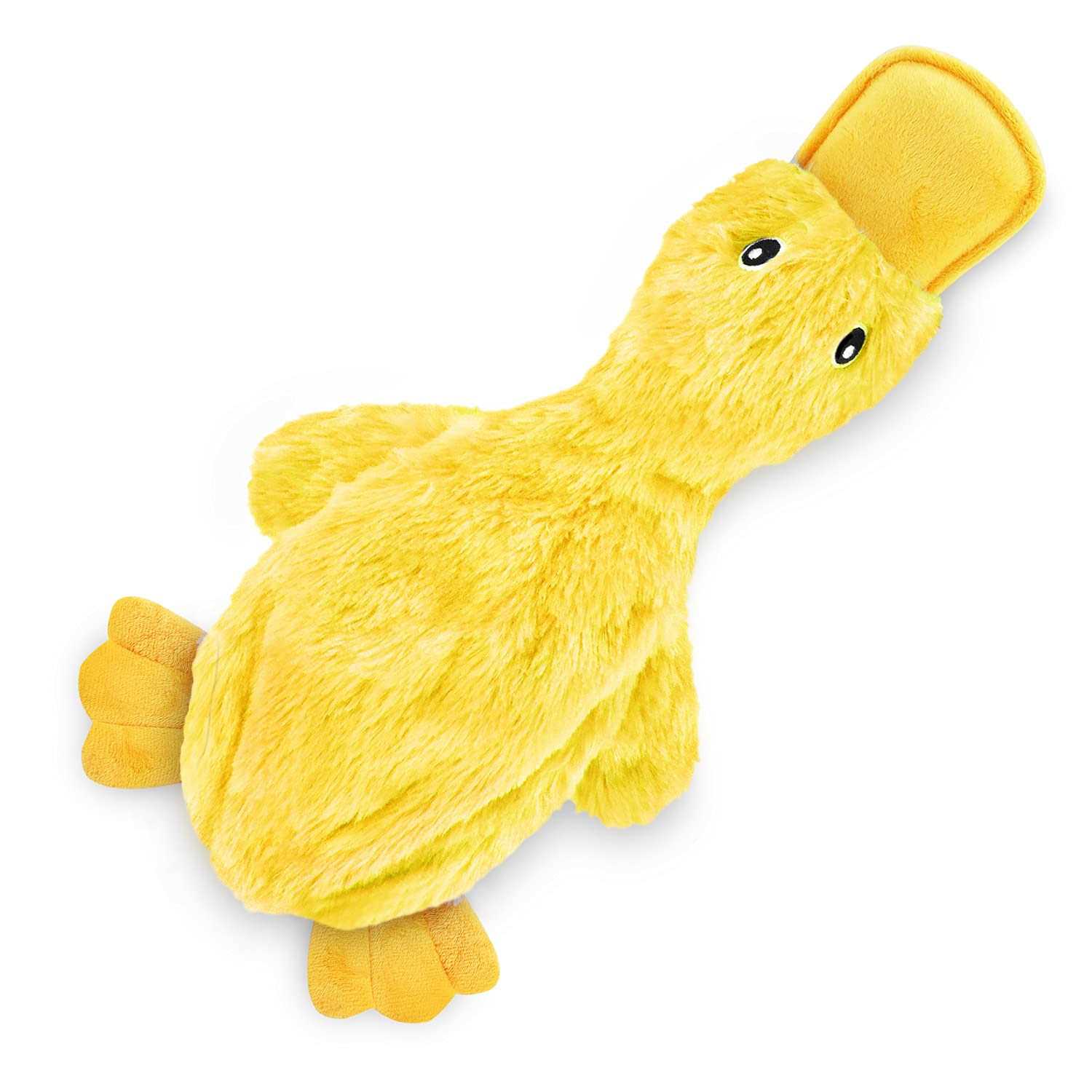 Best Pet Supplies Crinkle Dog Toy for Small, Medium, and Large Breeds, Cute No Stuffing Duck with Soft Squeaker, Fun for Indoor Puppies and Senior