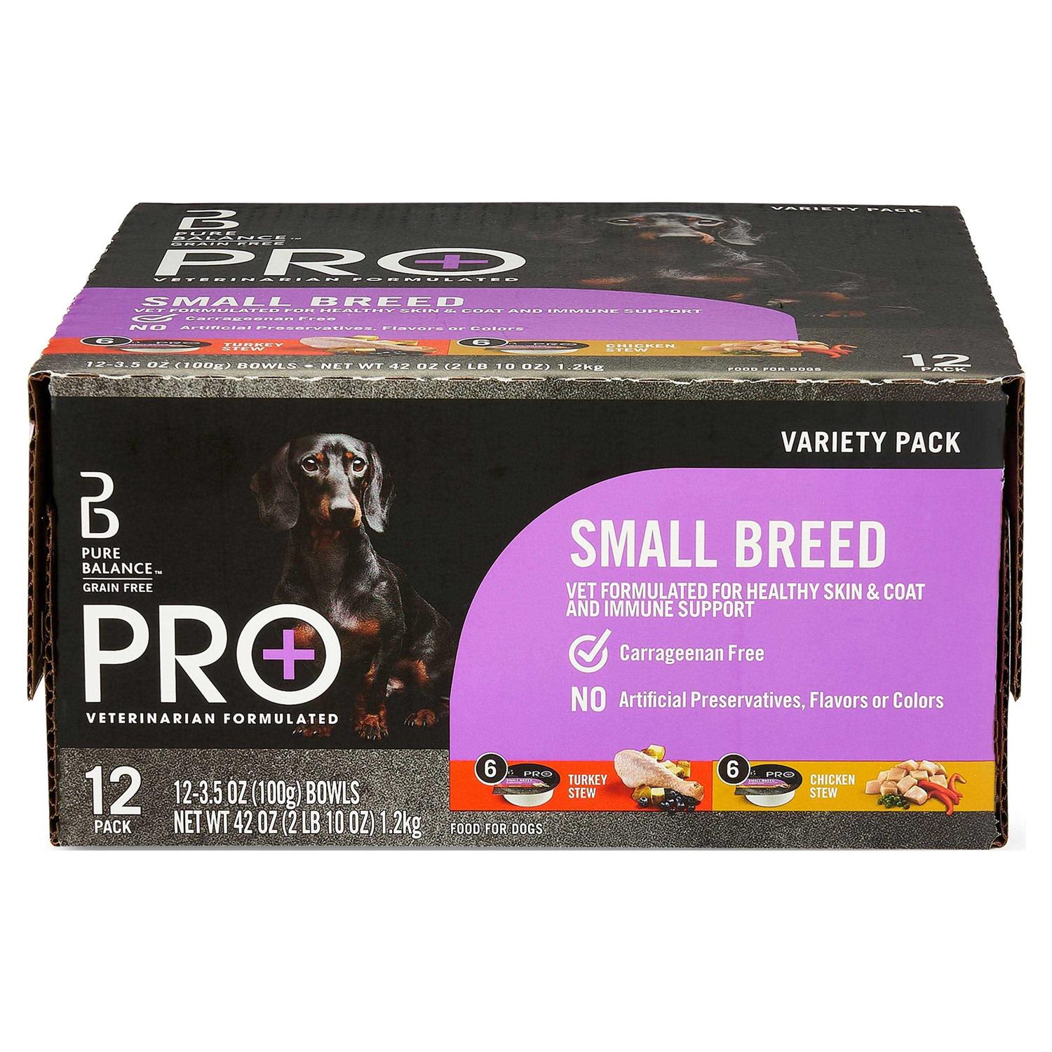Pure Balance Pro+ Small Breed Turkey and Chicken Stew Variety Pack Wet Dog Food 3.5oz Cups