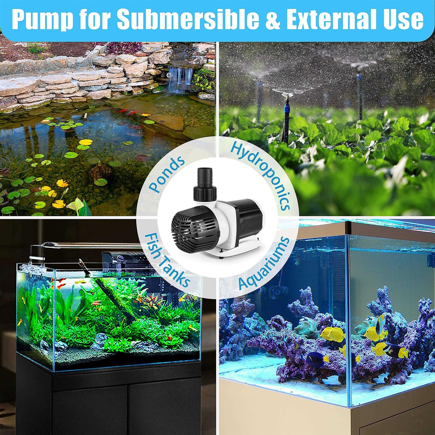 Orlushy DC-4000 Silent Swirl Controllable DC aquarium Pump 25W 1050GPH-marine wavemaker return Pump with sine wave Controller for salt/Freshwater