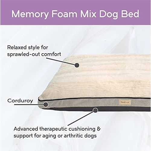 Pooch Planet Large Memory Foam Mix Dog Bed Plush Mattress w/Removable Washable Cover