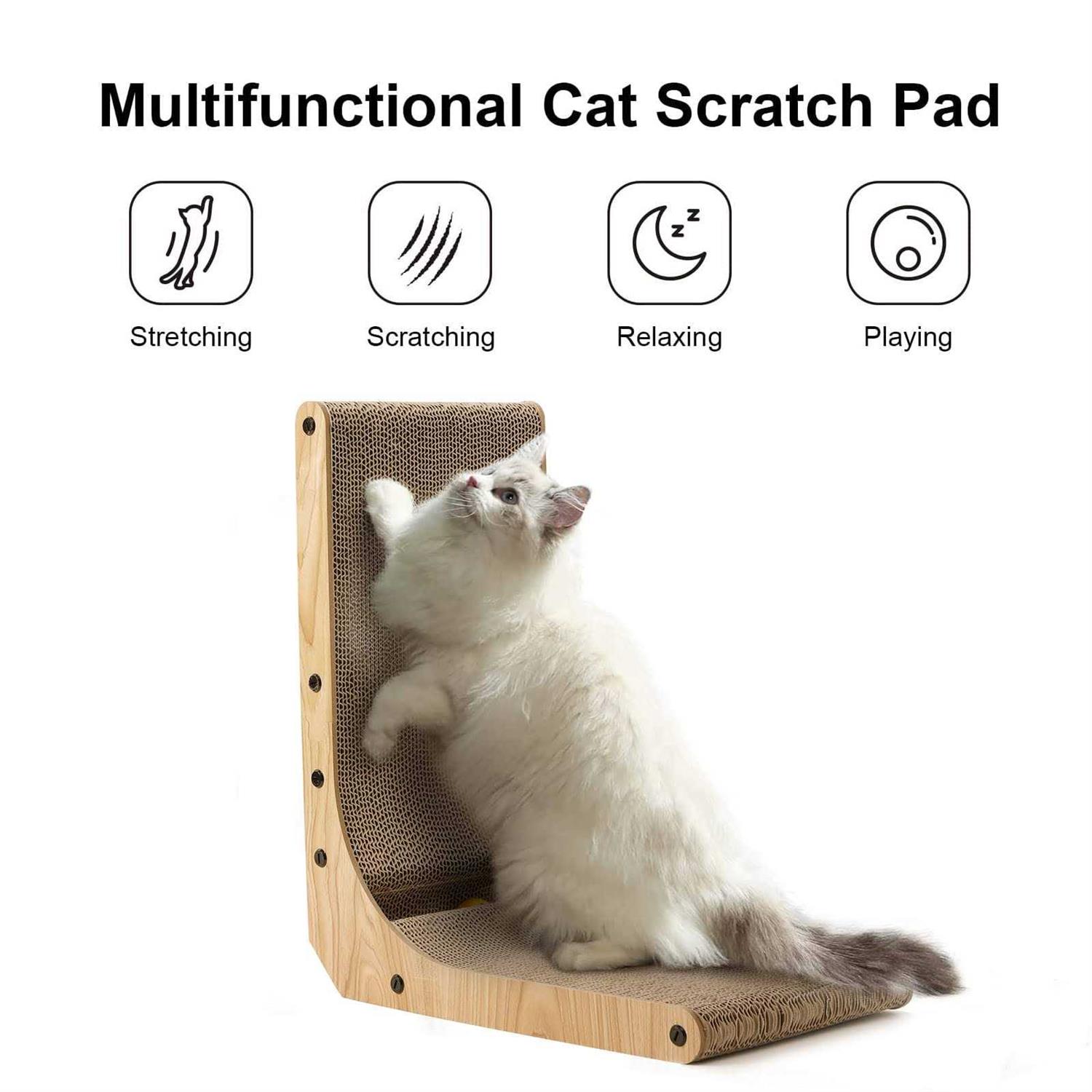 FUKUMARU Cat Scratcher 26.8 Inch L Shape Cat Scratch Pad Wall Mounted