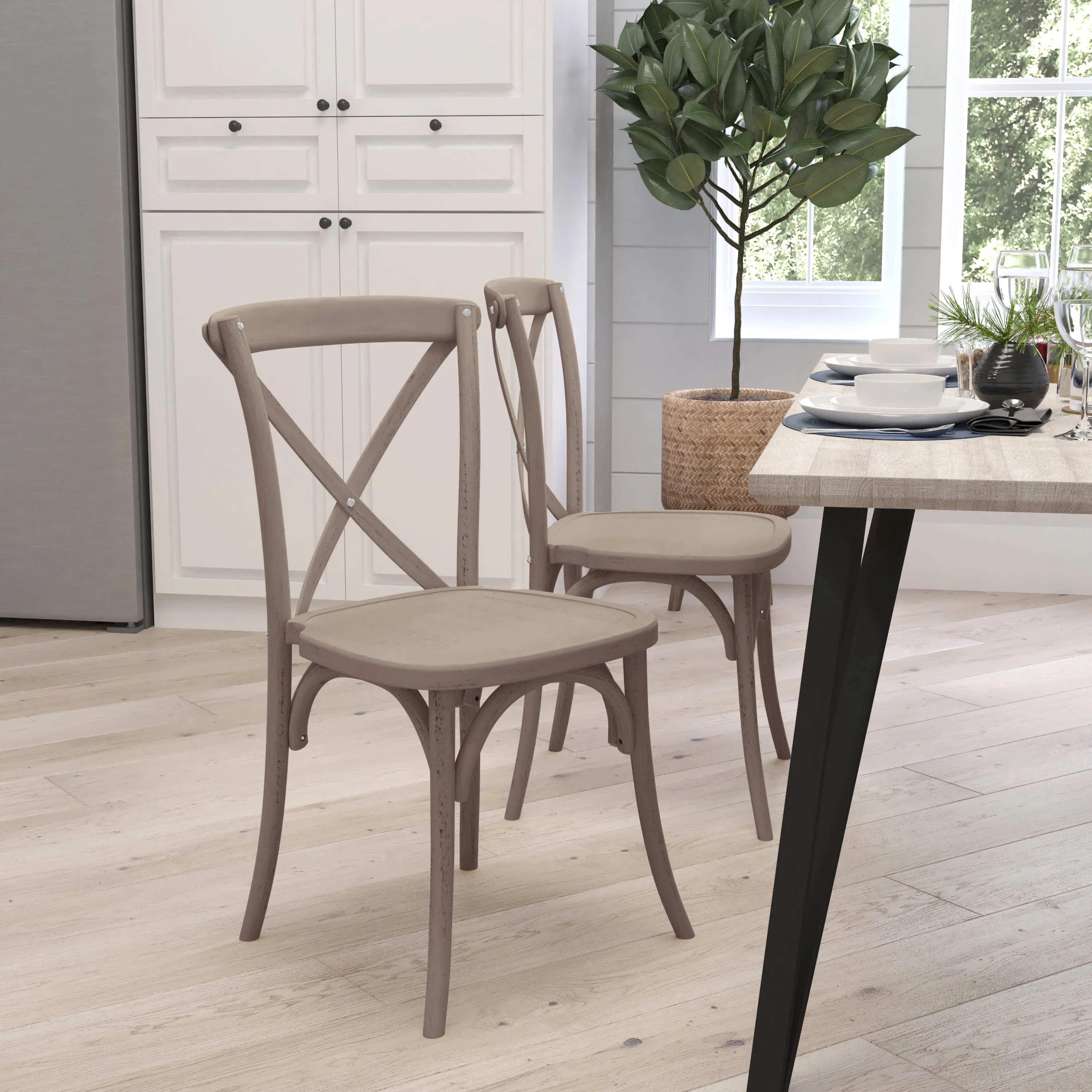 Merrick Lane X-Back Bistro Style Wooden High Back Dining Chair in Lime ...