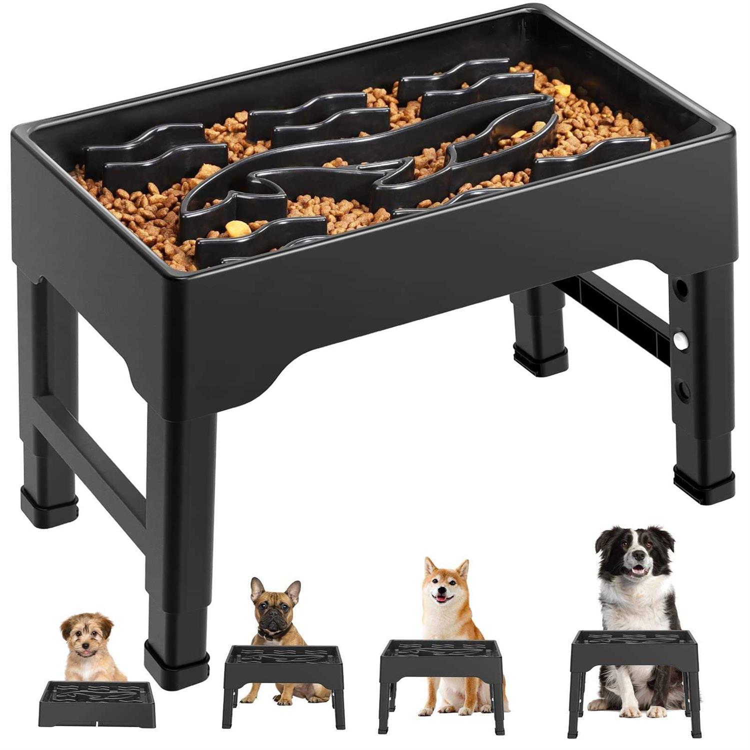 Tivray Elevated Slow Feeder Dog Bowls 9 Cups Raised Dog Slow Feeder Bowls Large Breed with 4 Adjustable Heights Dog Food Bowl Stand