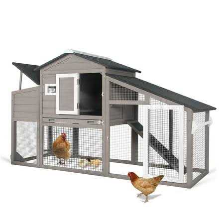 Petscosset 69 Chicken Coop Chicken House Outdoor for Chicken Duck Rabbit Cage with Run and Weatherproof Roof,Red
