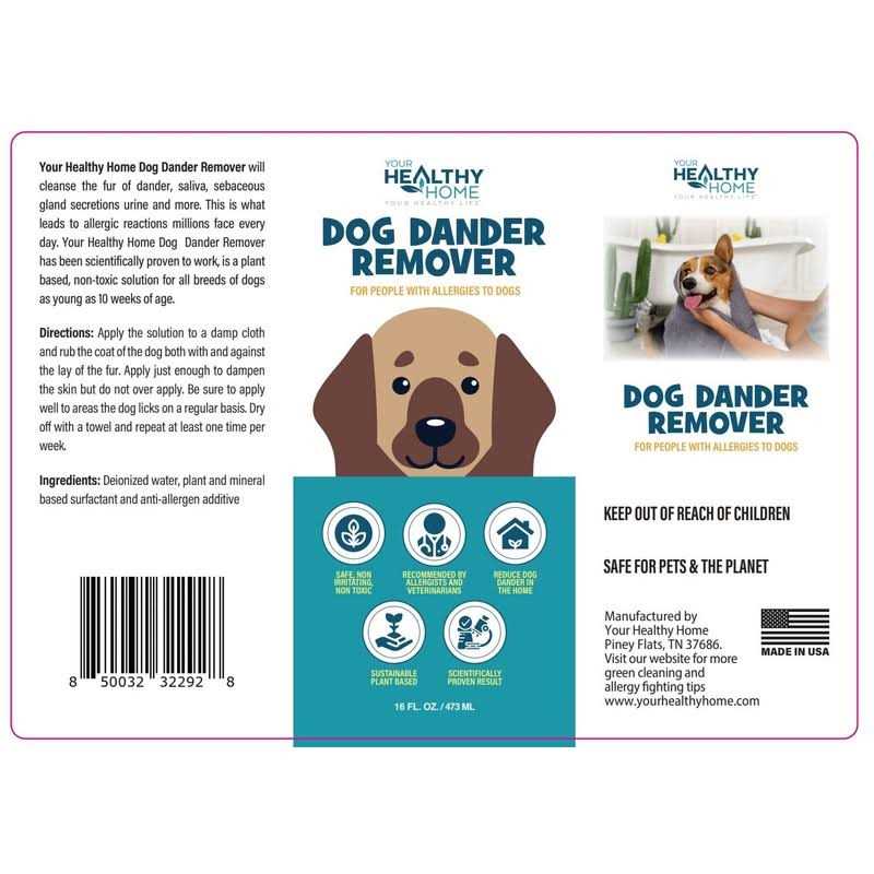 YourHealthyHome Dog Dander Remover & Allergy Relief Spray|All Natural Effective Treatment for Dog Allergies|Vet Recommend