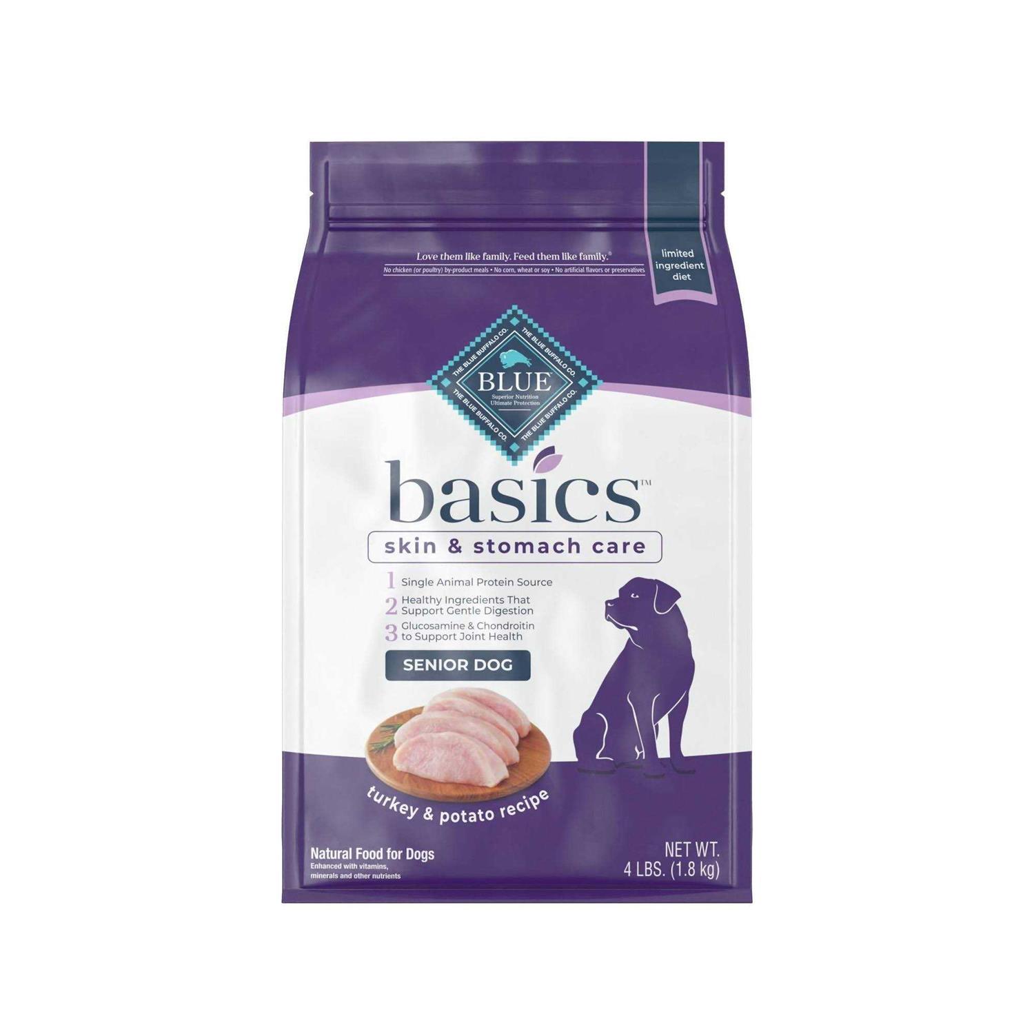 Blue Buffalo Blue Basics Skin & Stomach Care Natural Turkey & Potato Senior Dry Dog Food