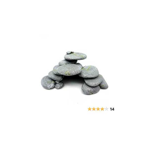 RunXF Simulation Cobblestone Fish Hideout Aquarium Decoration Reptile Hide Cave Betta Fish Pleco Cichlid Shrimp Hideaway