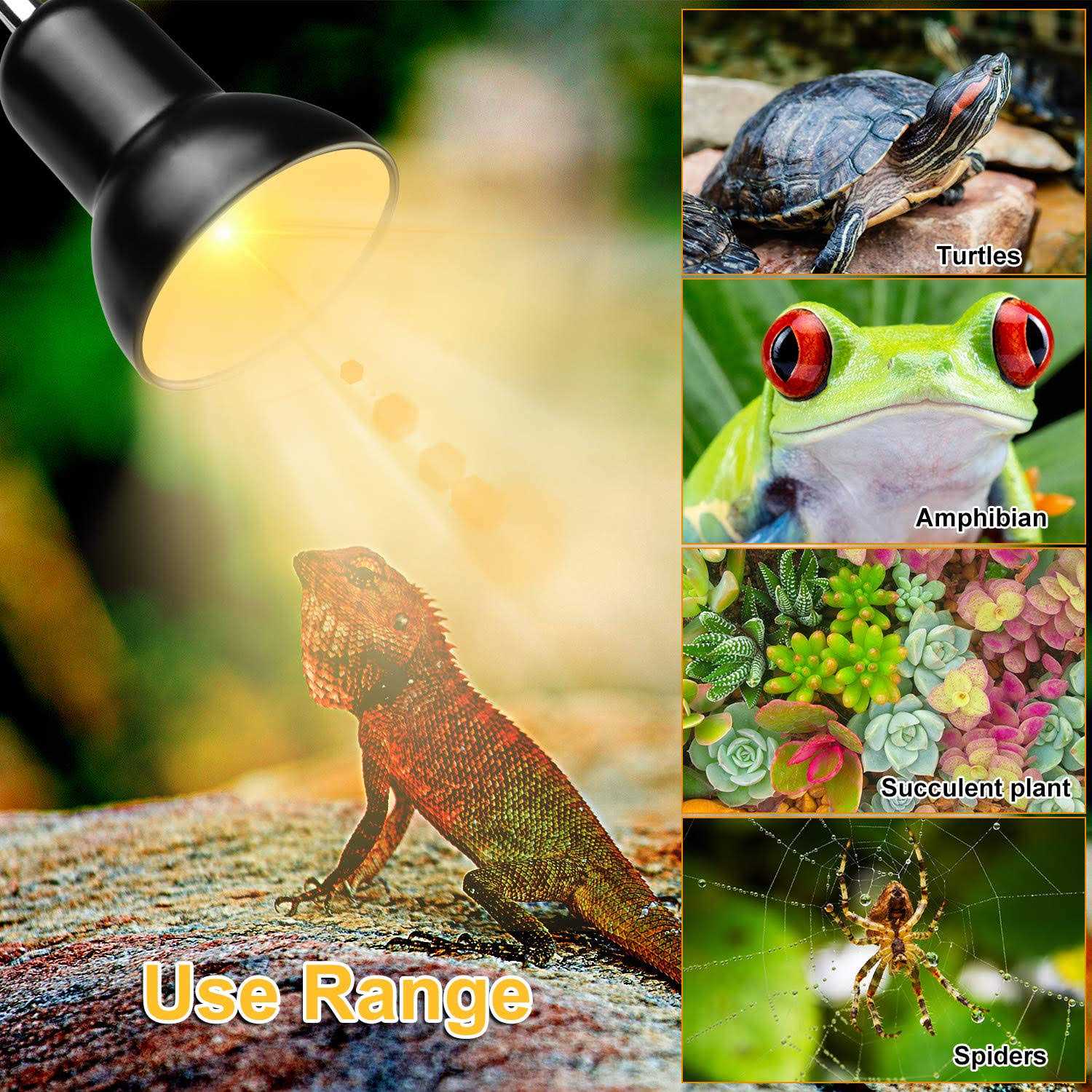 Dallfoll Reptile Heat Lamps Turtle Lamp Uva/UVB Turtle Aquarium Tank Heating Lamps with Clamp