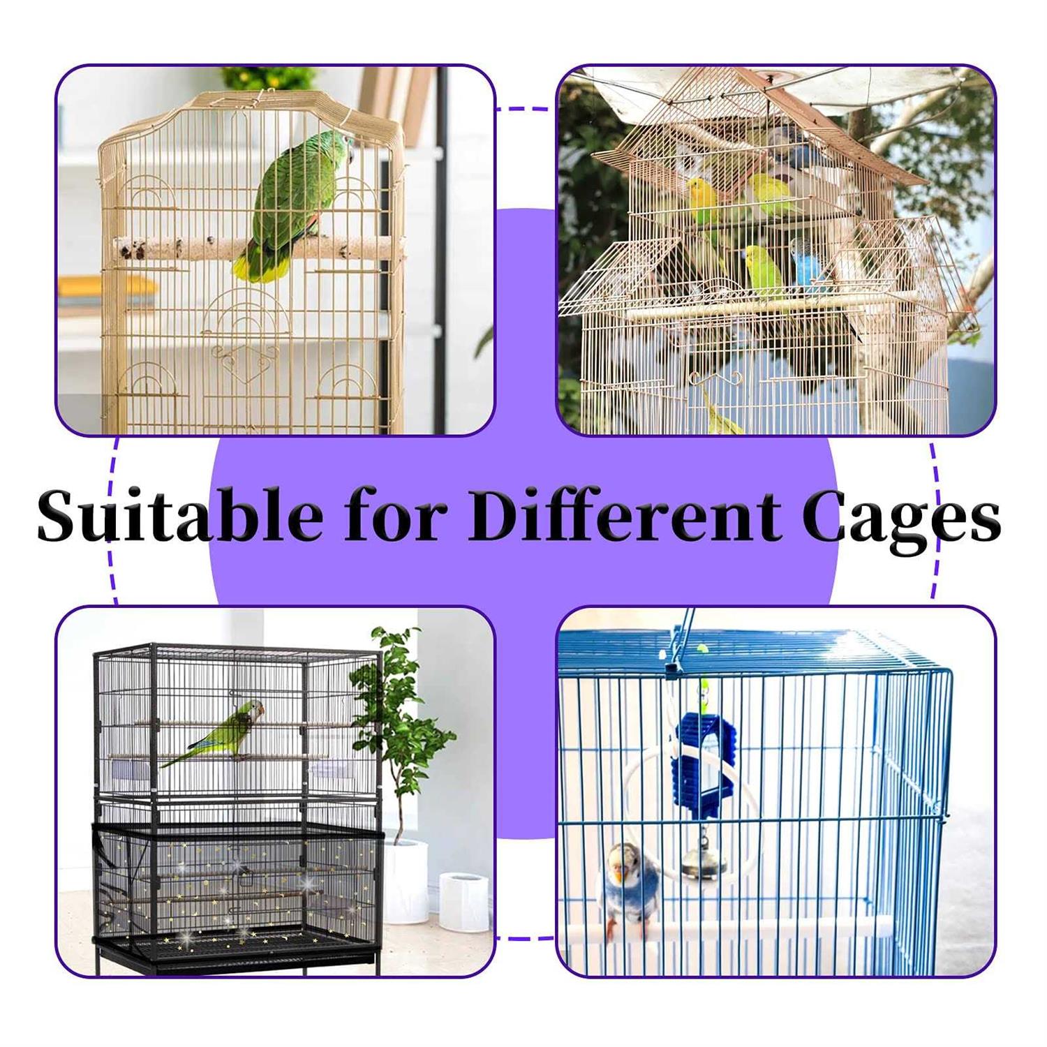 Daoeny Bird Cage Seed Catcher Large Bird Cage Cover Adjustable Soft Airy Nylon Mesh Net