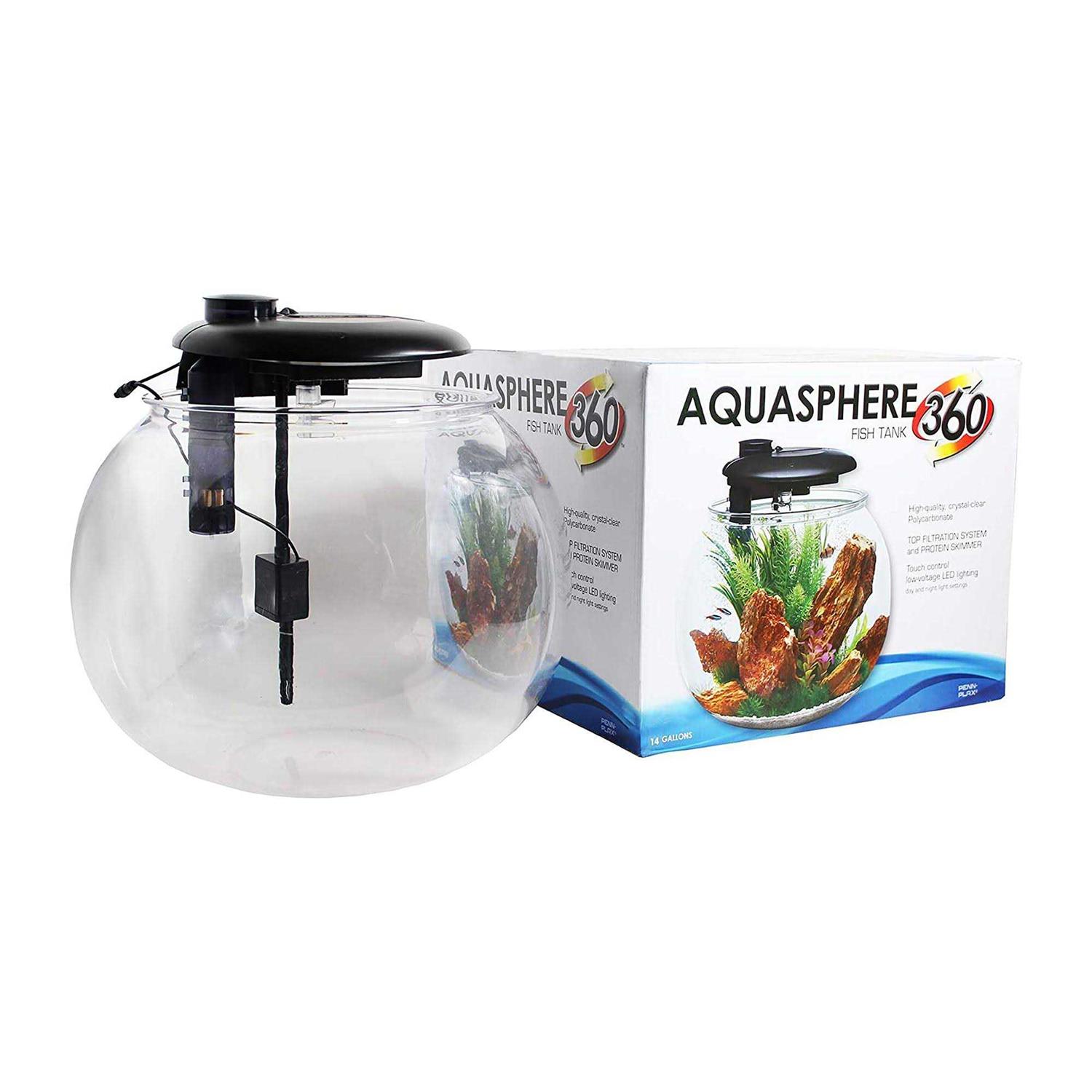 Penn-Plax Aquasphere 360 Polycarbonate Bowl-Shaped Aquarium 14 Gallon