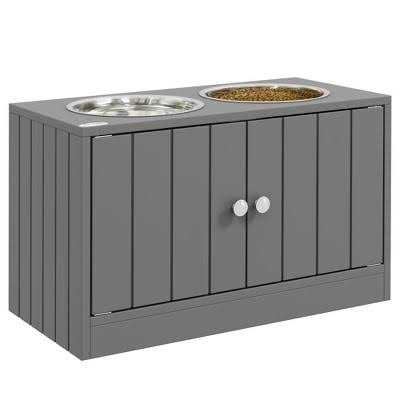 PawHut Large Elevated Dog Bowls with Storage Cabinet Containing Large 44L Capacity