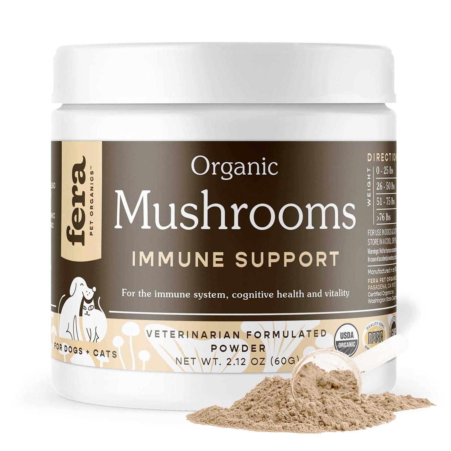 Fera Pet Organics USDA Organic Mushrooms Immune Support for Dogs & Cats