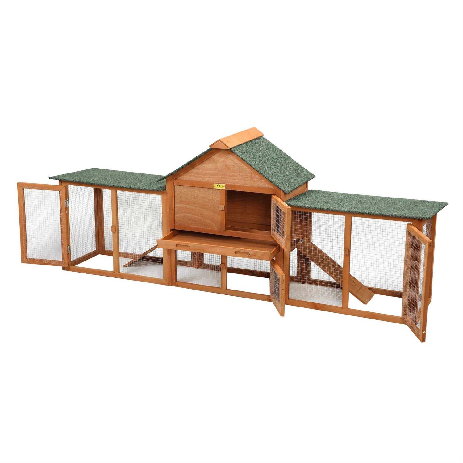 Coziwow82L Extra-Large Wooden Rabbit Cage With Double Runs
