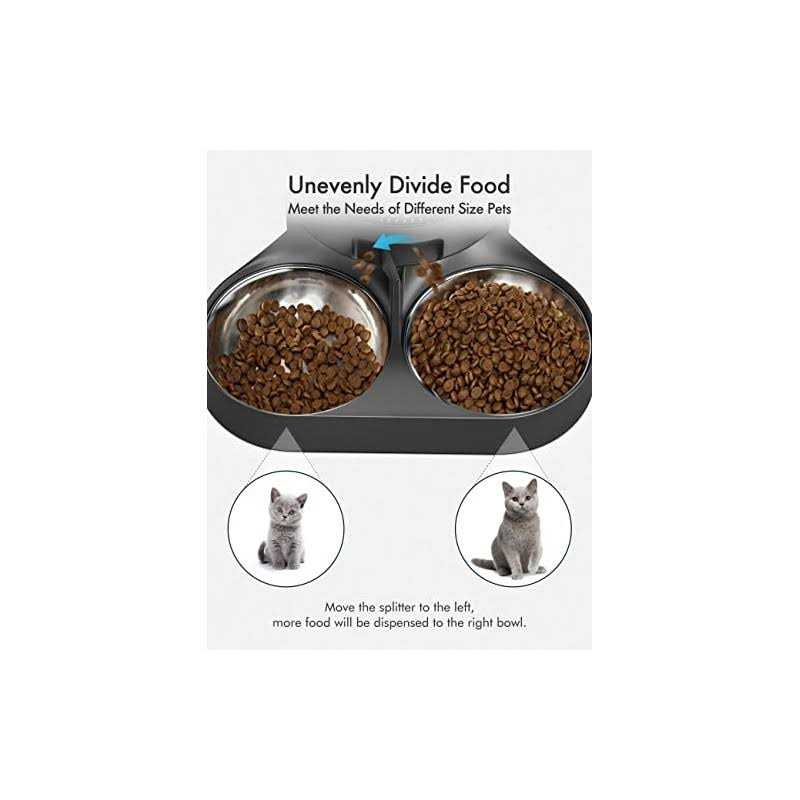 PETLIBRO Pet Food Splitter with Stainless Steel Bowls, Automatic Cat Feeder Bowls for Two Cats or Dogs