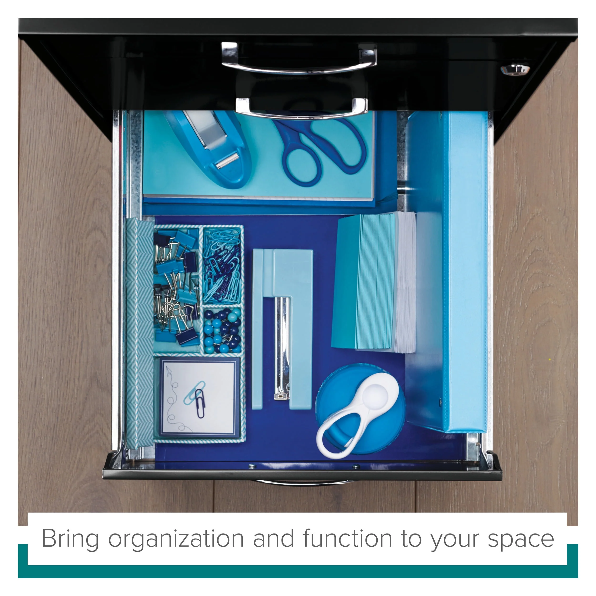 Space Solutions 3 Drawer Letter Width Vertical File Cabinet with Pencil Drawer, Black