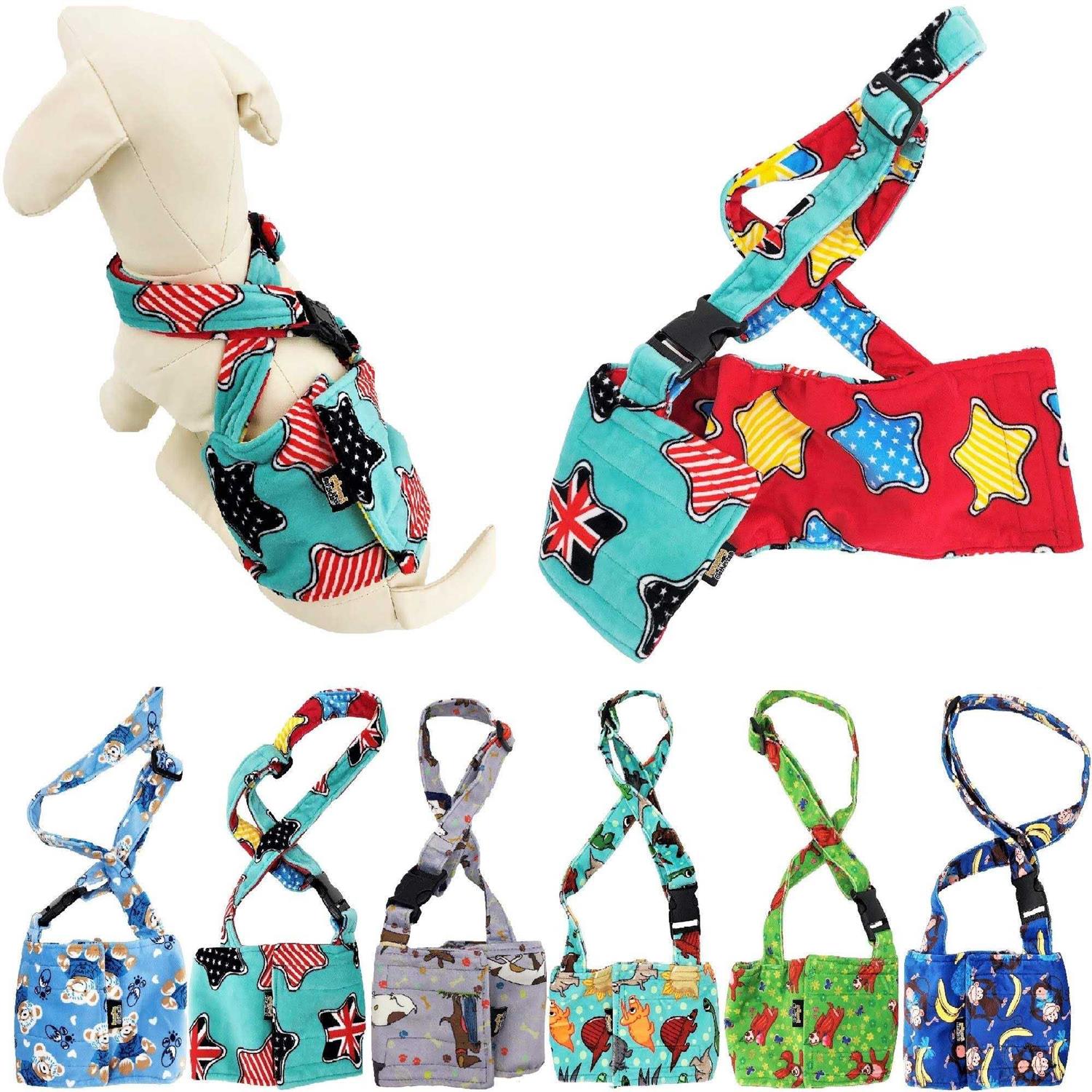 Washable Dog Diaper for Male Boy Fleece Belly Band Reusable with Suspender size