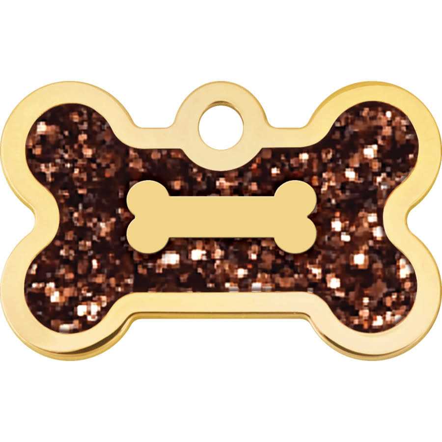 Quick-Tag Small Bone Shape Pet ID Tag with Gold Detail