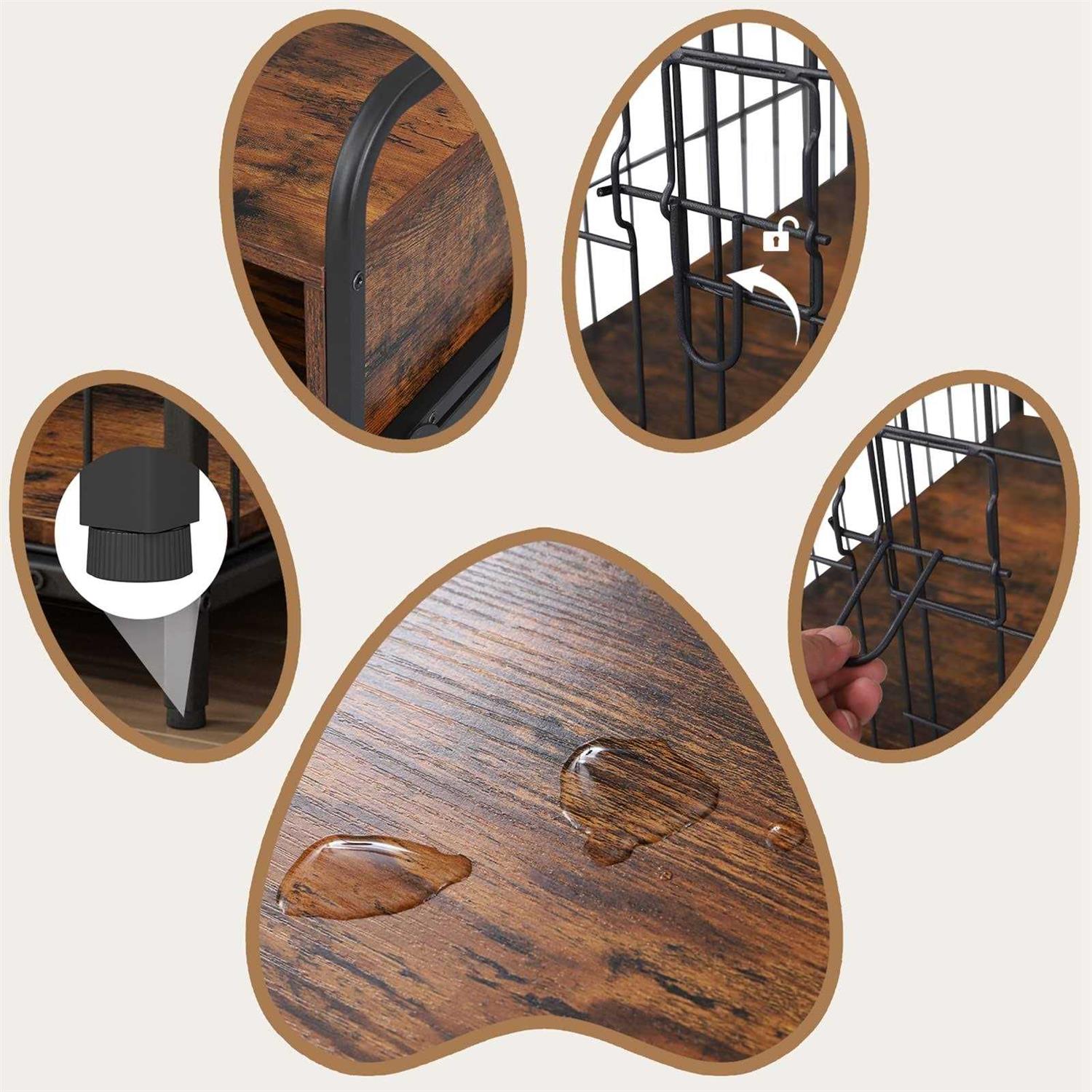 Saudism Dog Crate Furniture Dog Kennel Indoor Wood Dog Cage Table with Drawers Storage