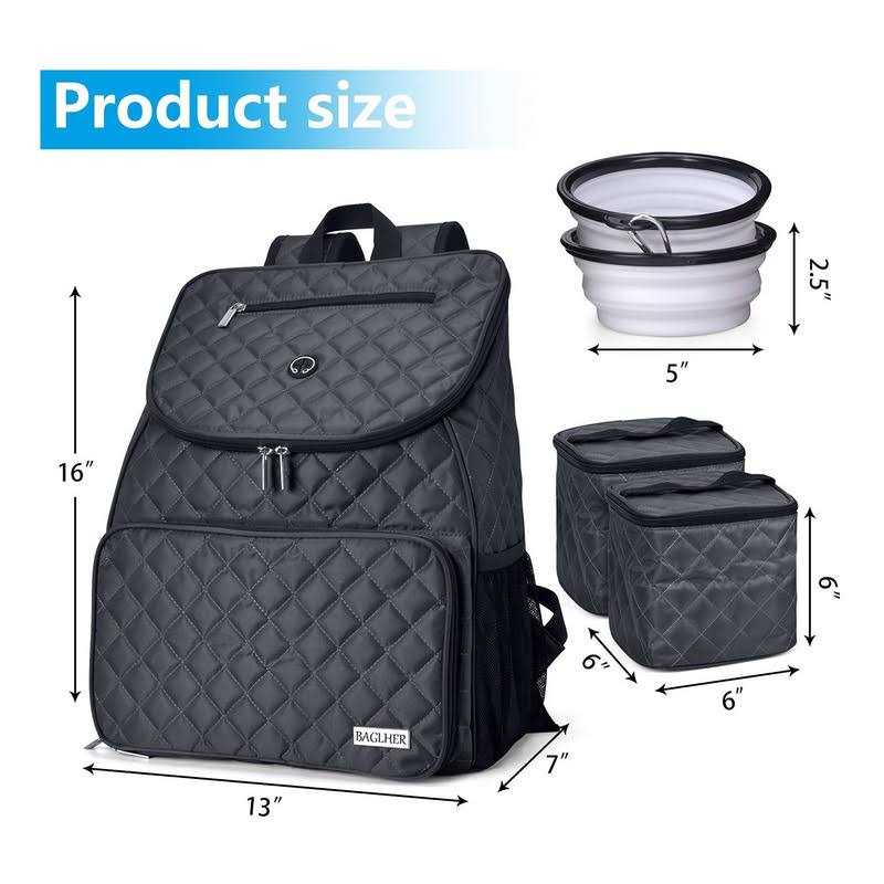 baglher Dog Travel Bag,Airline Approved Pet Supplies Backpack,Dog Travel Backpack with 2 Silicone Collapsible Bowls and 2 Food Baskets