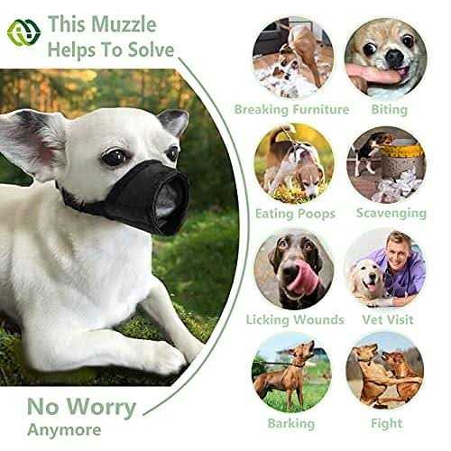 MoiiLavin Dog Muzzle XS Soft Air Mesh for Small Dogs with Long Snout Quick Fit for Grooming Adjustable Prevent from Biting Barking and