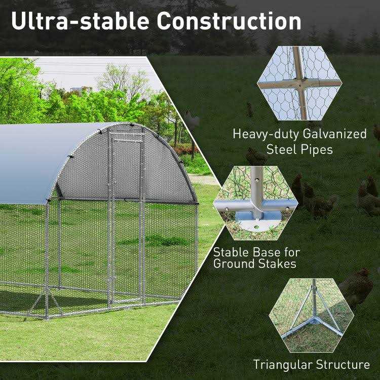 6.2/12.5/19 Feet Lockable Large Metal Chicken Coop Outdoor Dome Cage with Waterproof Cover
