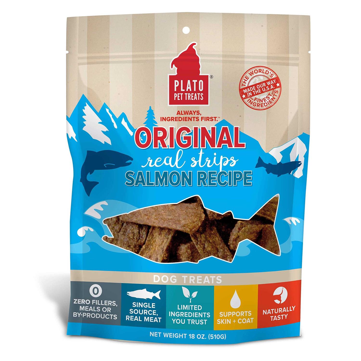 Plato Real Strips Salmon Dog Treats