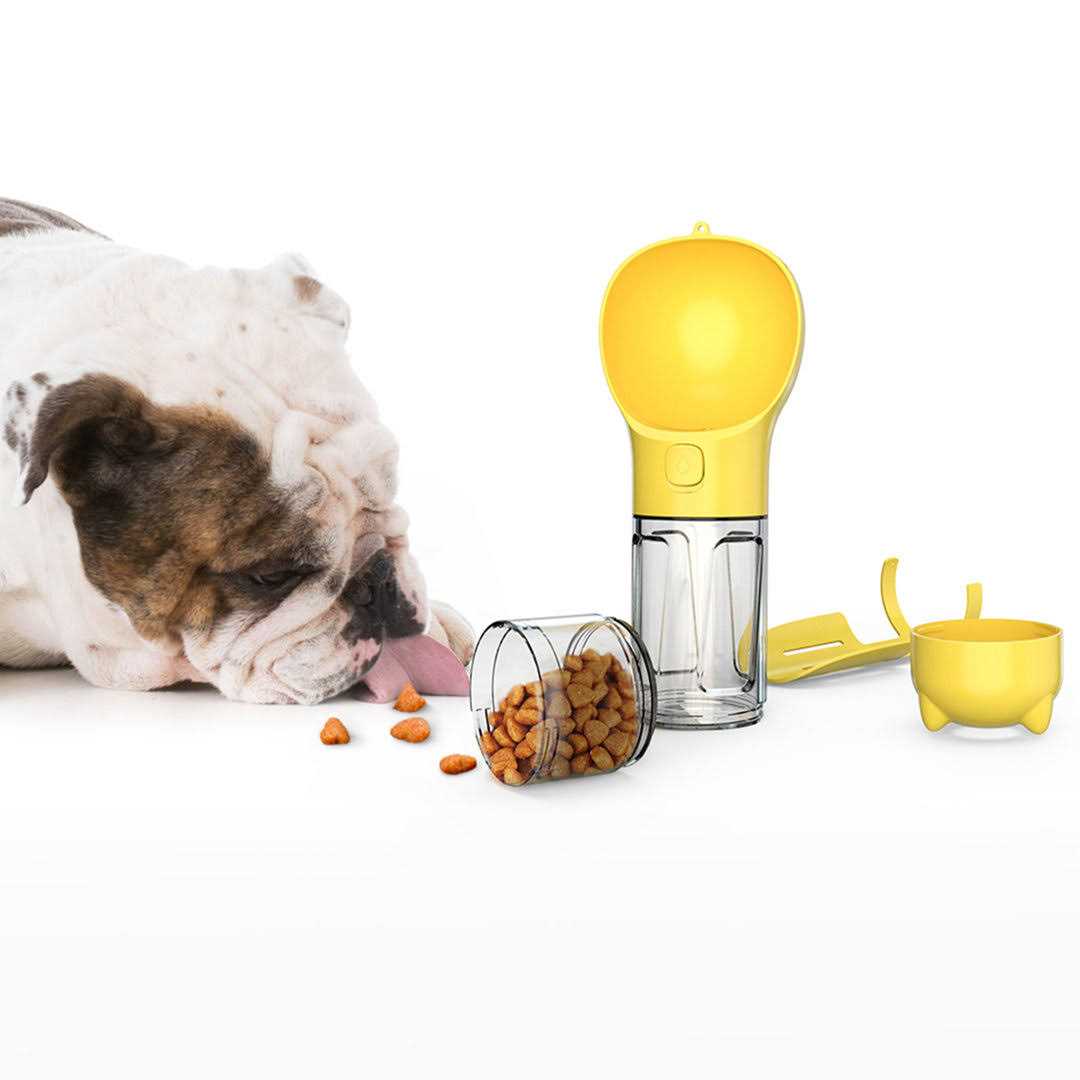 HANAMYA 3 in 1 Dog Travel Bottle Set, Drinking Feeder, Food Box and Trash Bag Storage